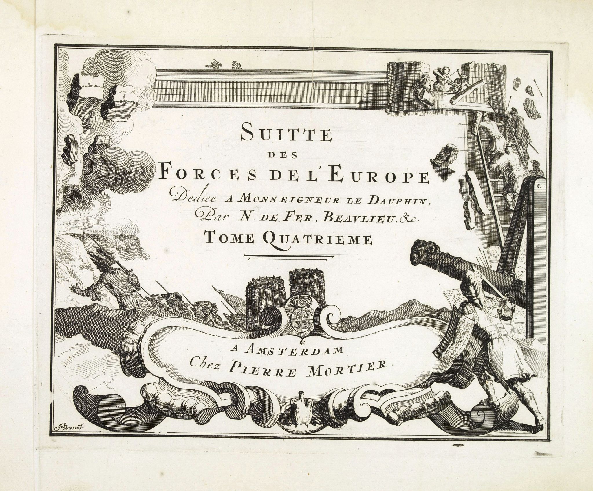 FER, N de / MORTIER, P., (Title page) Suite des Forces del'Europe. . ., antique map, old maps