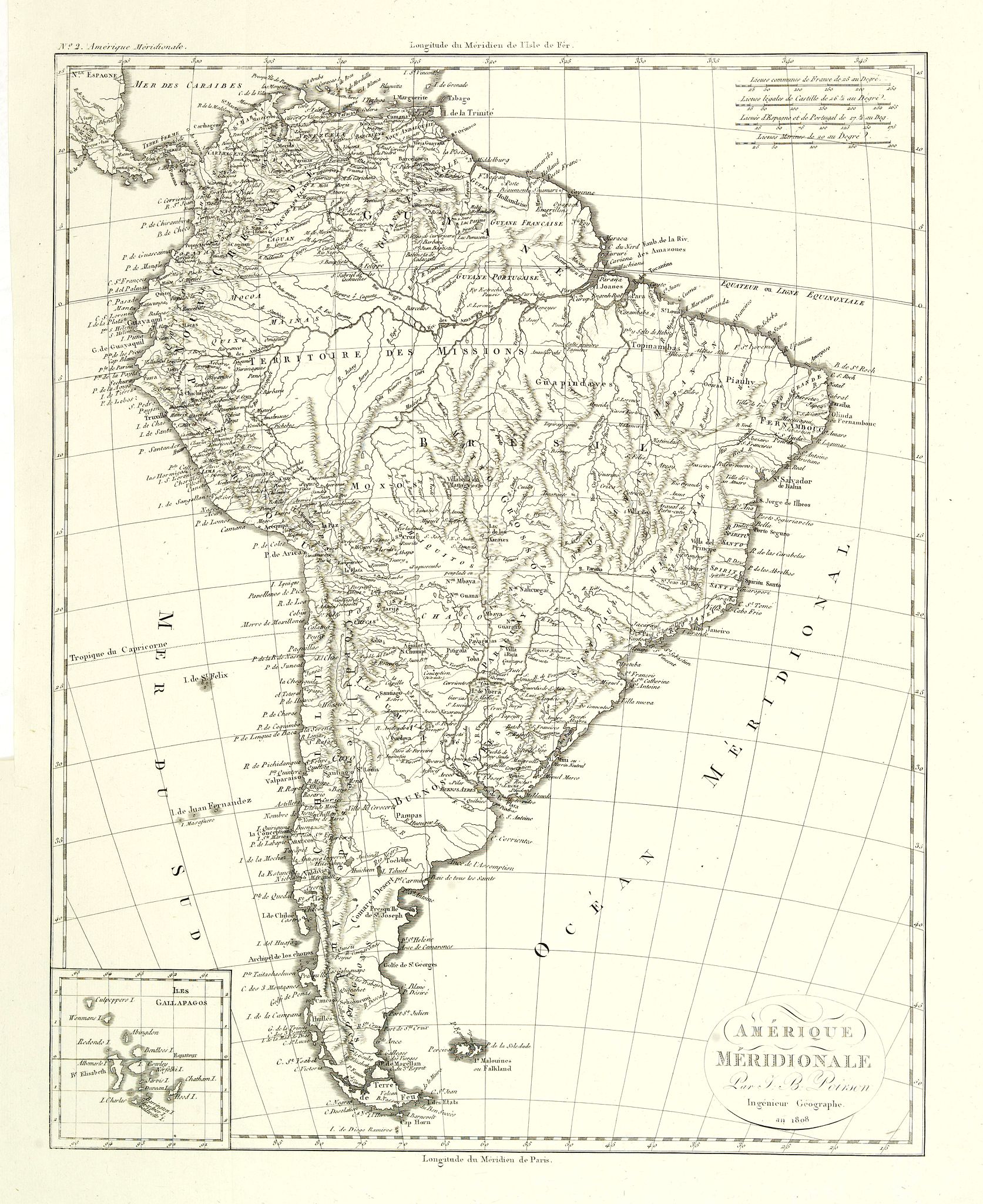 POIRSON, J.B., Am�rique m�ridionale. . ., antique map, old maps