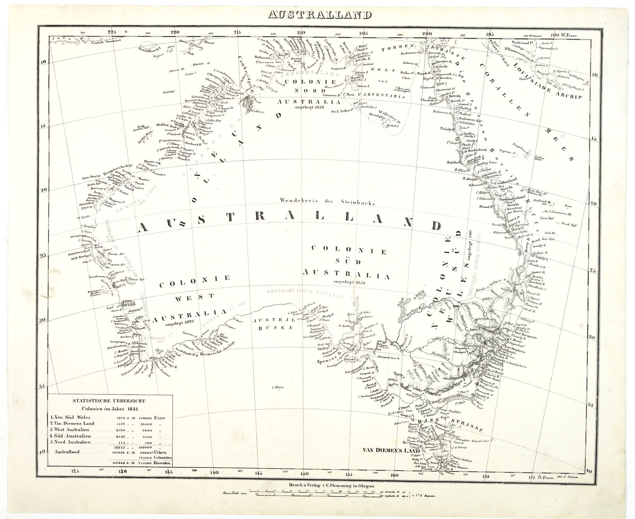 FLEMMING, C., Australland., antique map, old maps