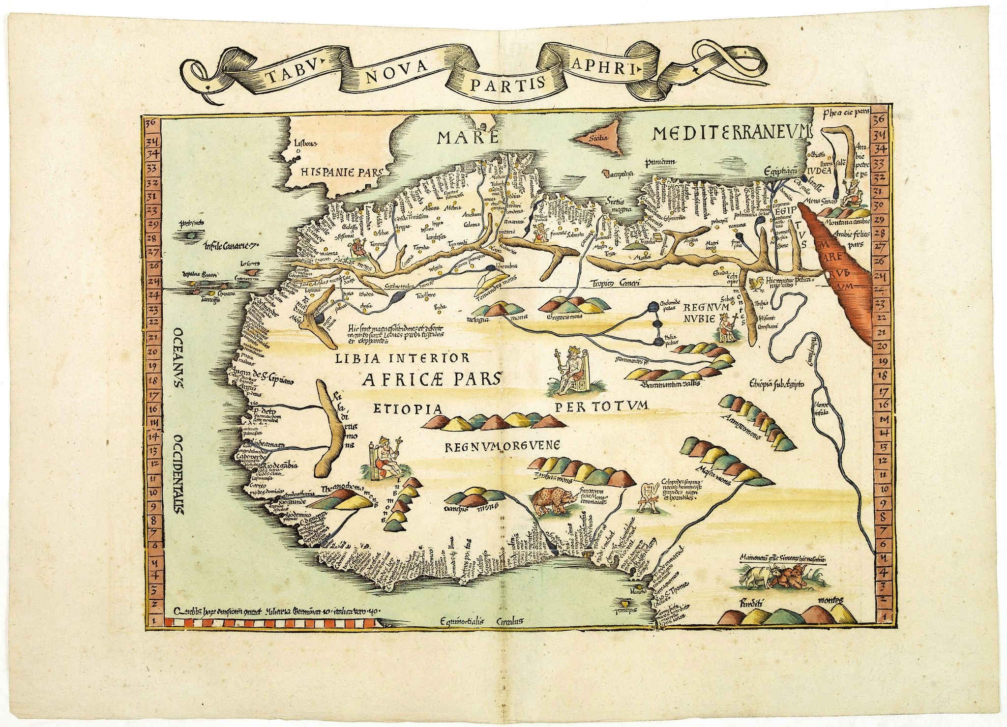 PTOLEMY, C., Tabu nova partis Aphri., antique map, old maps