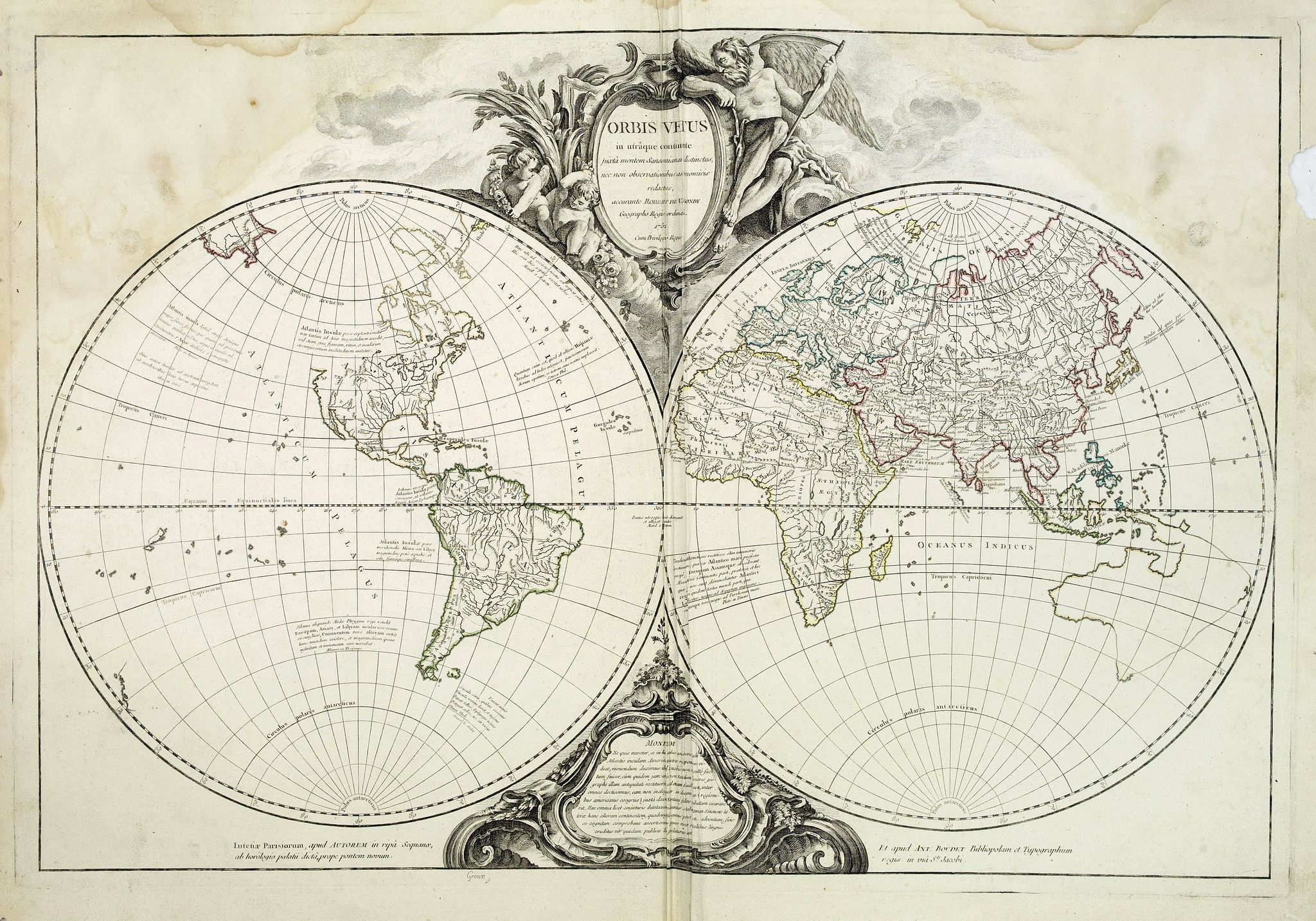 VAUGONDY, R. de, Orbis Vetus in utraque continente. . ., antique map, old maps