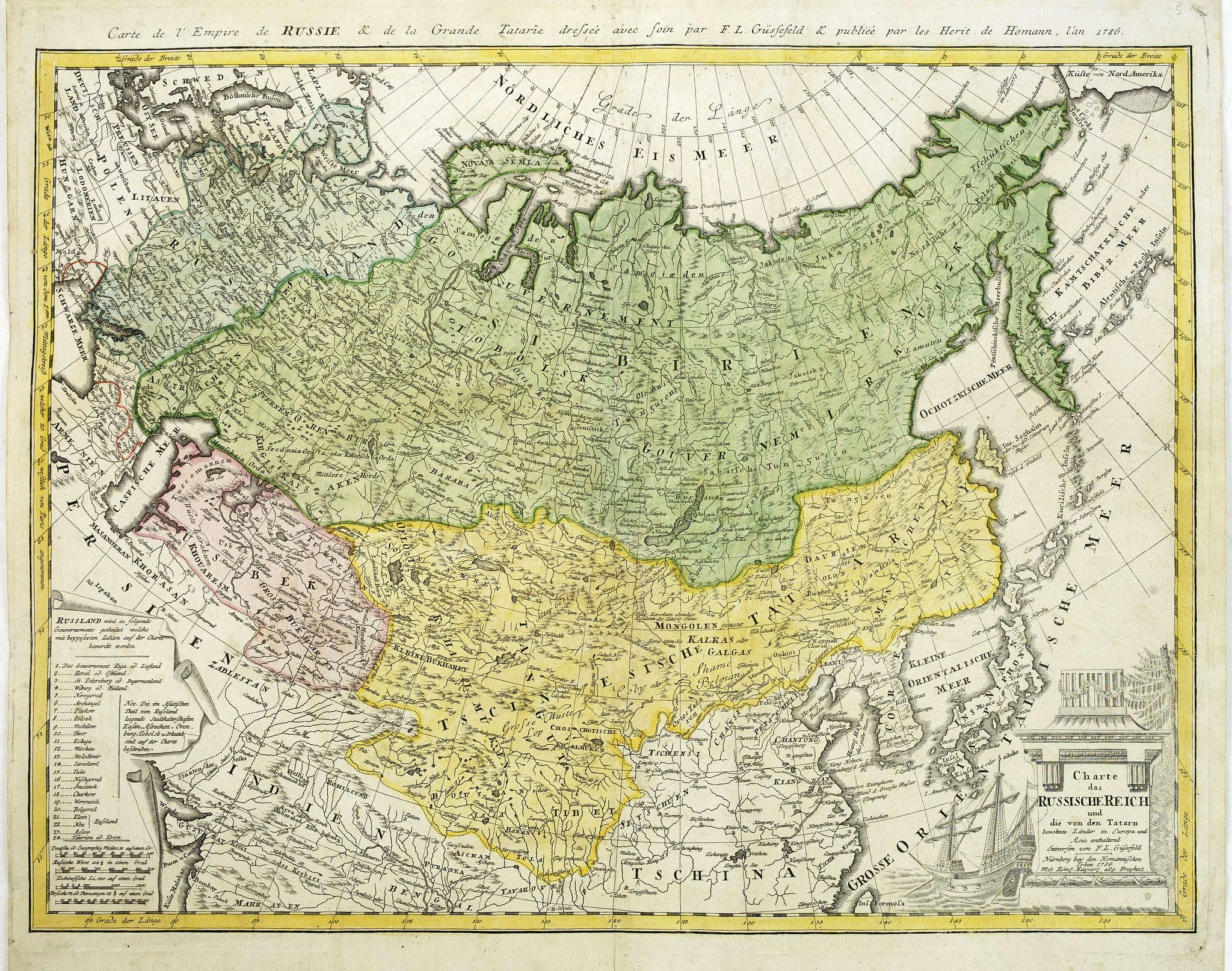 HOMANN HEIRS., Charte das Russische Reich und die von den Tatarn. . ., antique map, old maps