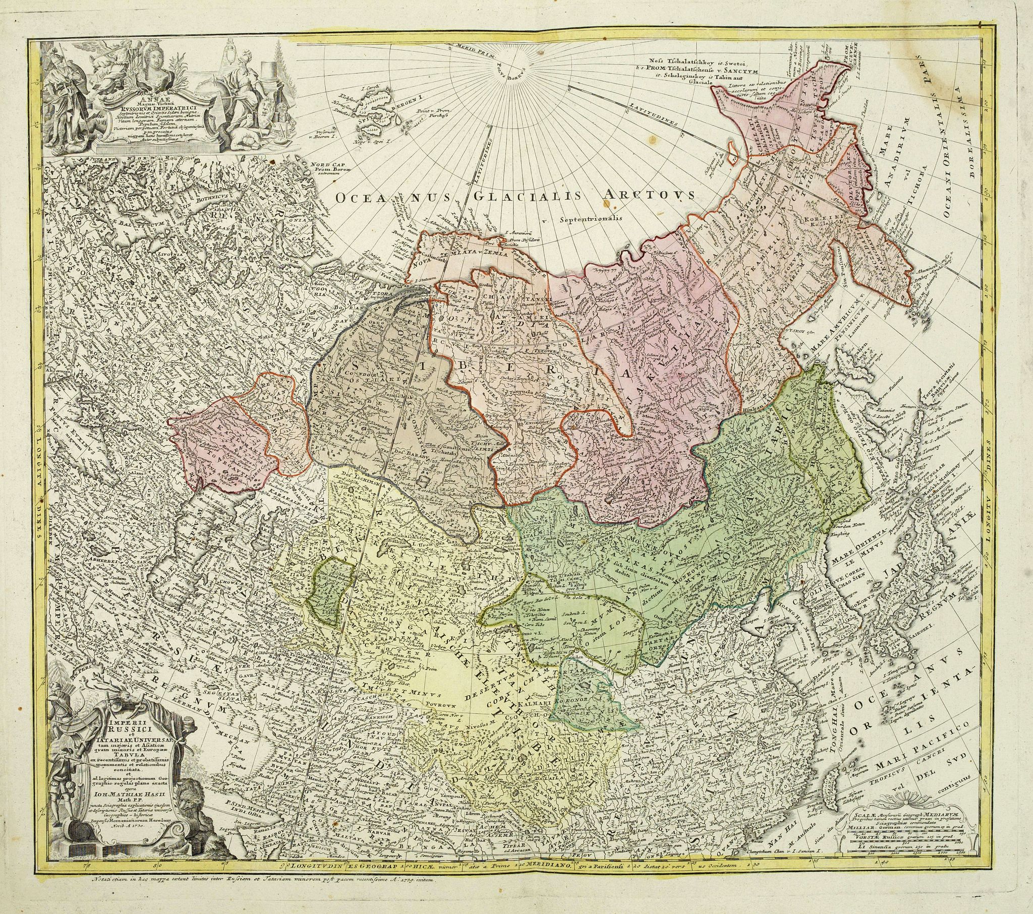 HOMANN HEIRS., Imperii Russici et Tartariae Universae tam majoris Afiaticæ quam minoris et EuropæTabula., antique map, old maps