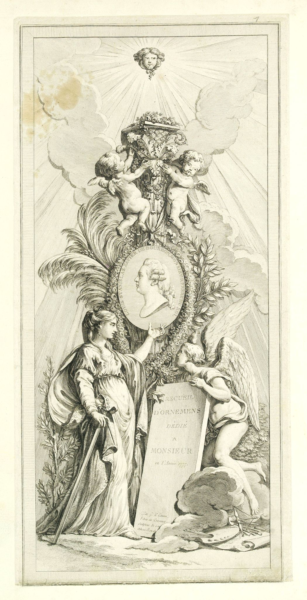 CAUPER, G-P., (Title page) Recueil d'ornemen dédié a Monsieur en l'année 1777., antique map, old maps