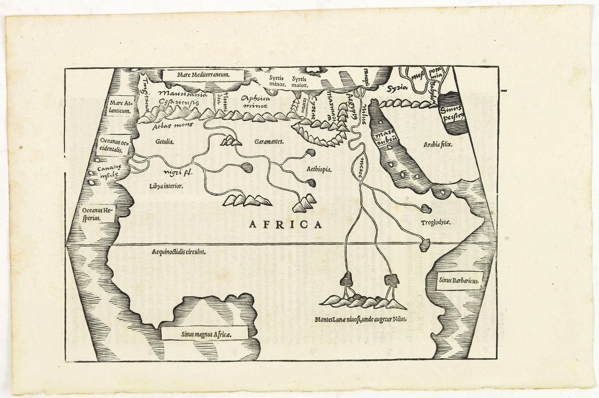 MELA, P. / SOLINUS, G.J.,  [Map of Northern half of Africa], antique map, old maps