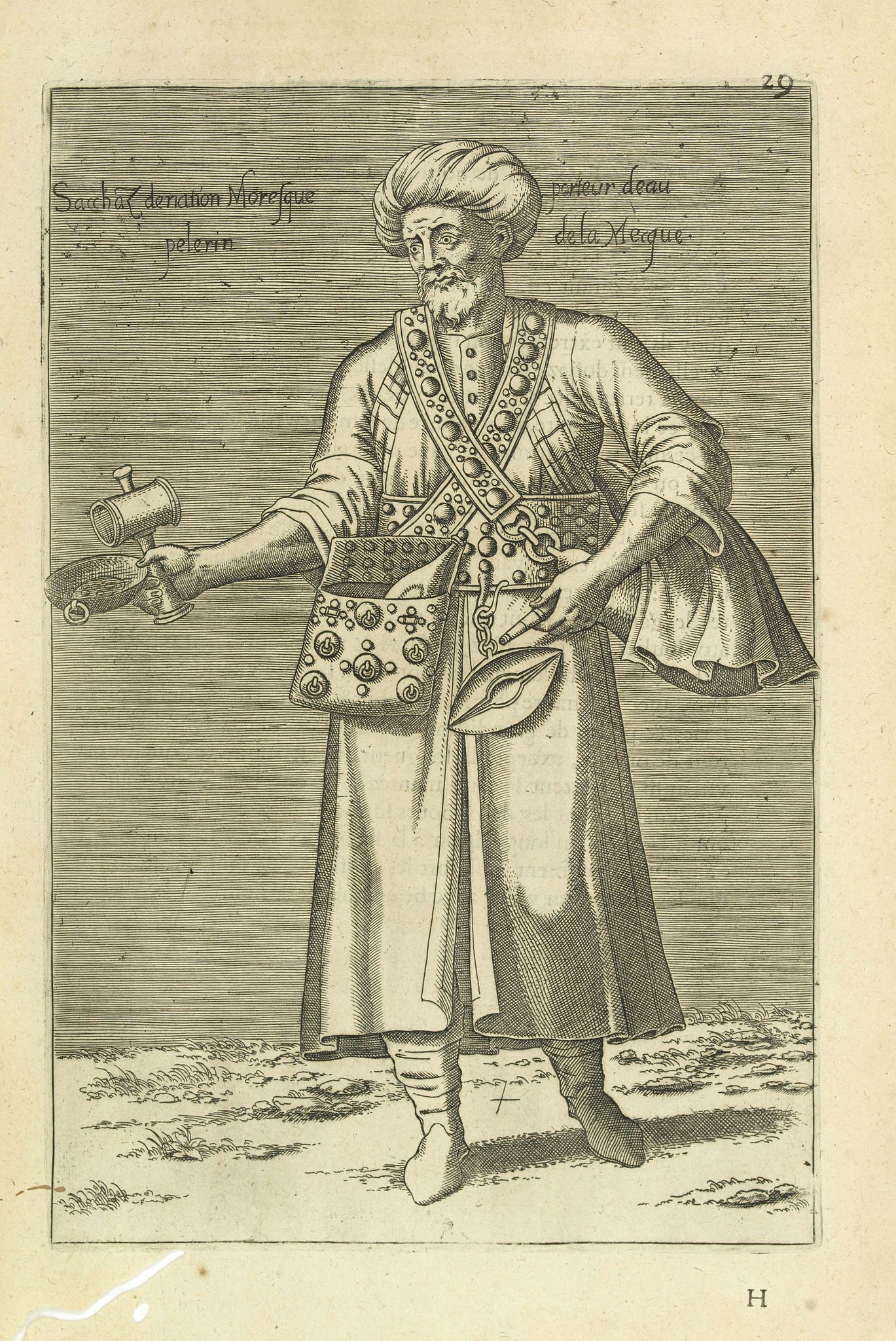 NICOLAS DE NICOLAY, Thomas Artus (sieur d'Embry)., Sacchaz deriation Moresque porteur deau pelerin de la Mecque. (29), antique map, old maps
