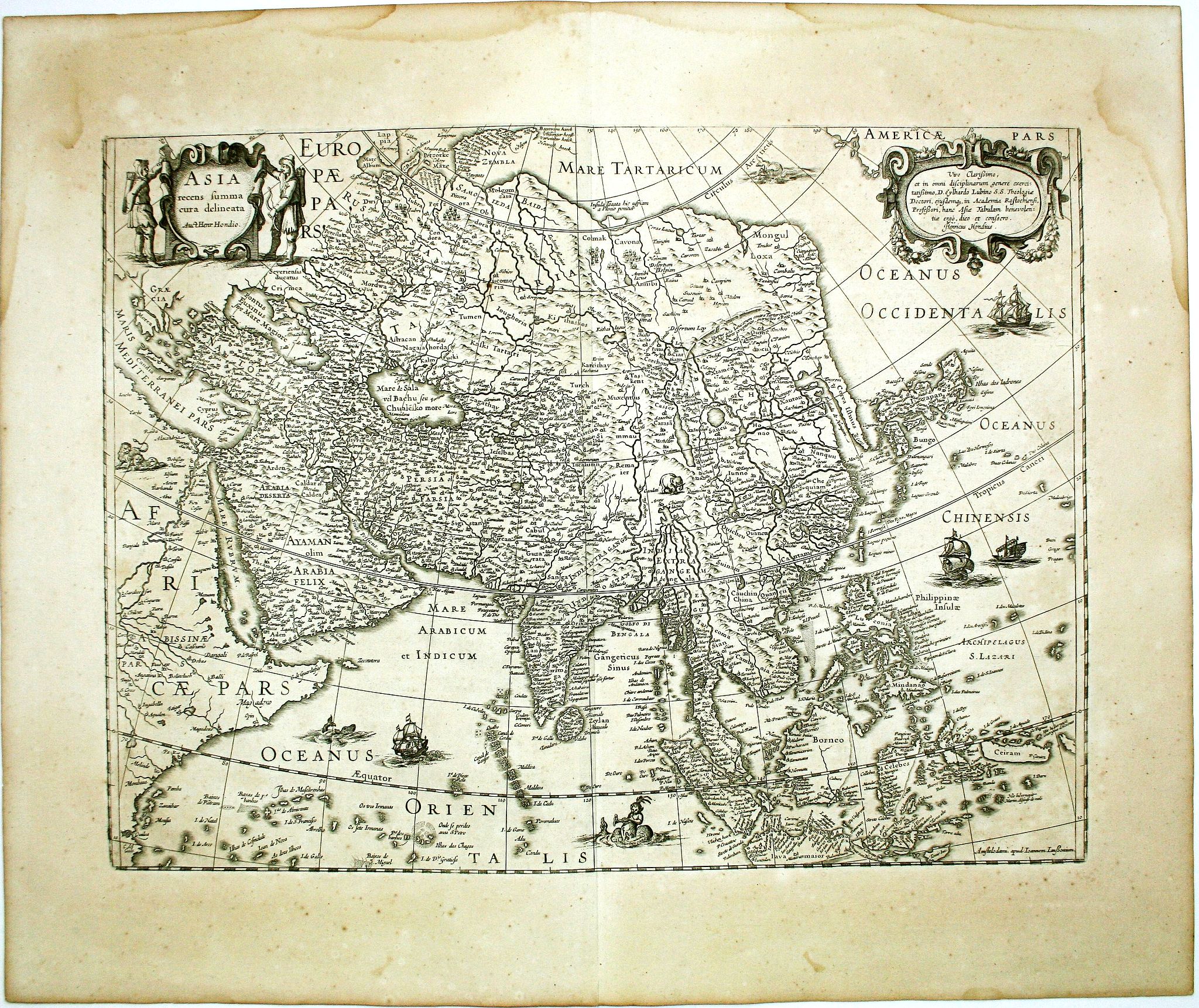 HONDIUS, H., ASIA recens summa cura delineata. Auct. Henr. Hondio., antique map, old maps