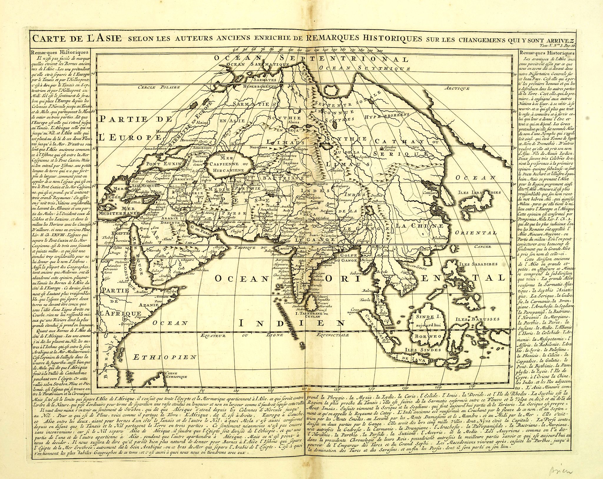 CHATELAIN, H., Carte de l'Asie selon les auteurs anciens enrichie de remarques historiques. . ., antique map, old maps
