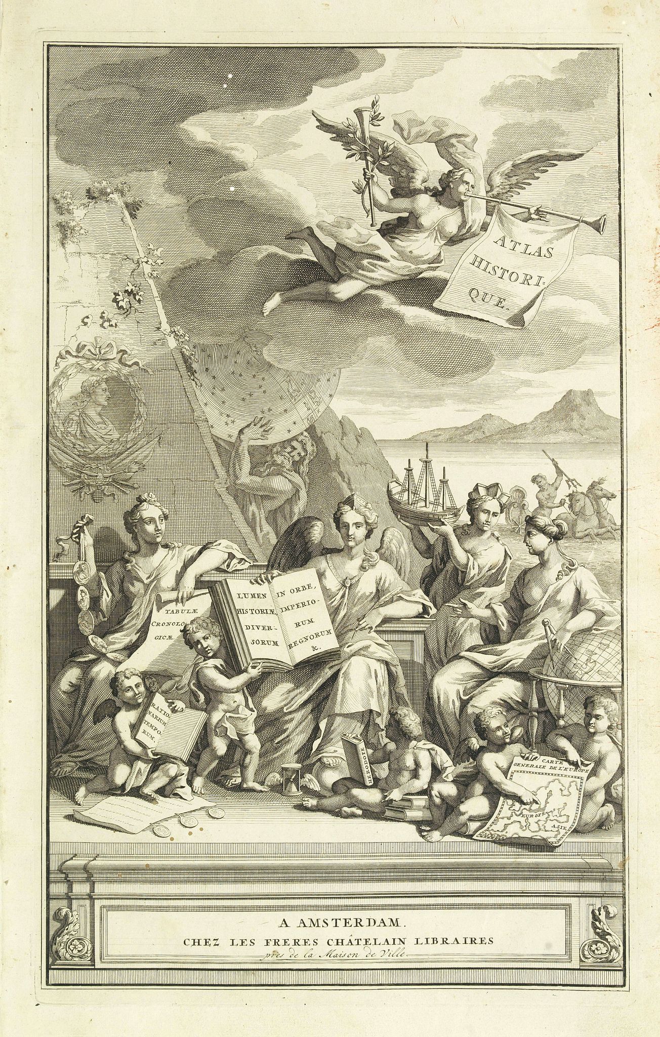 CHATELAIN, H.,  [Title page] Atlas historique tabulae chronologicae. . . Tome I., antique map, old maps