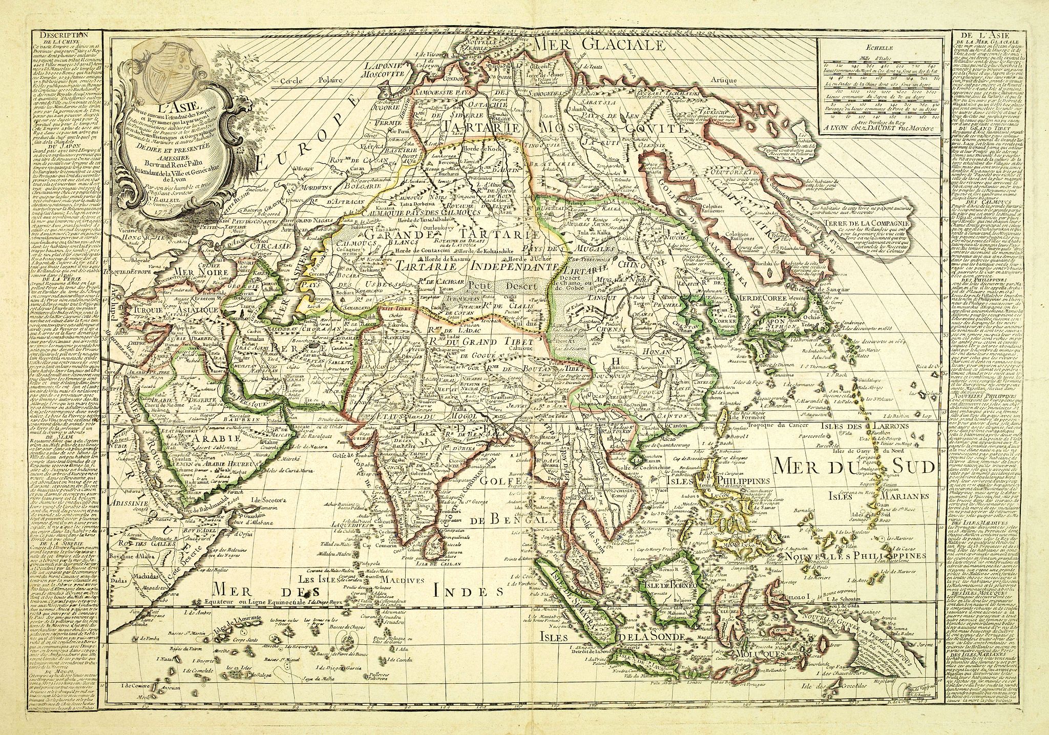 BAILLEUR, N., L'asie divisé suivant l'étendue des Empires et Royaumes qui la partagent et des Dominations établies par les . . ., antique map, old maps