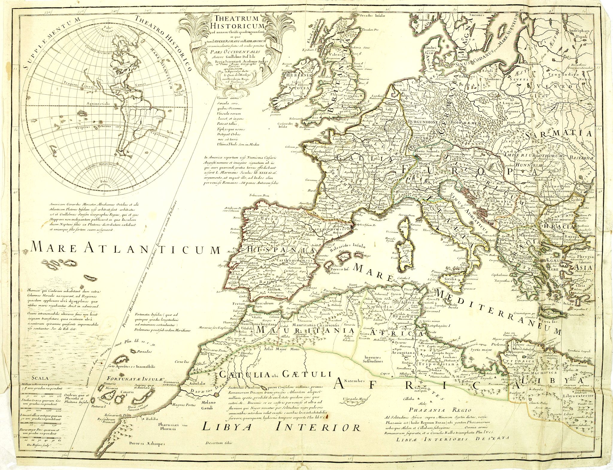 DE L'ISLE,G., Theatrum Historicum. . . Romani tu Barbarorum. . . Pars Occidentalis. . ., antique map, old maps
