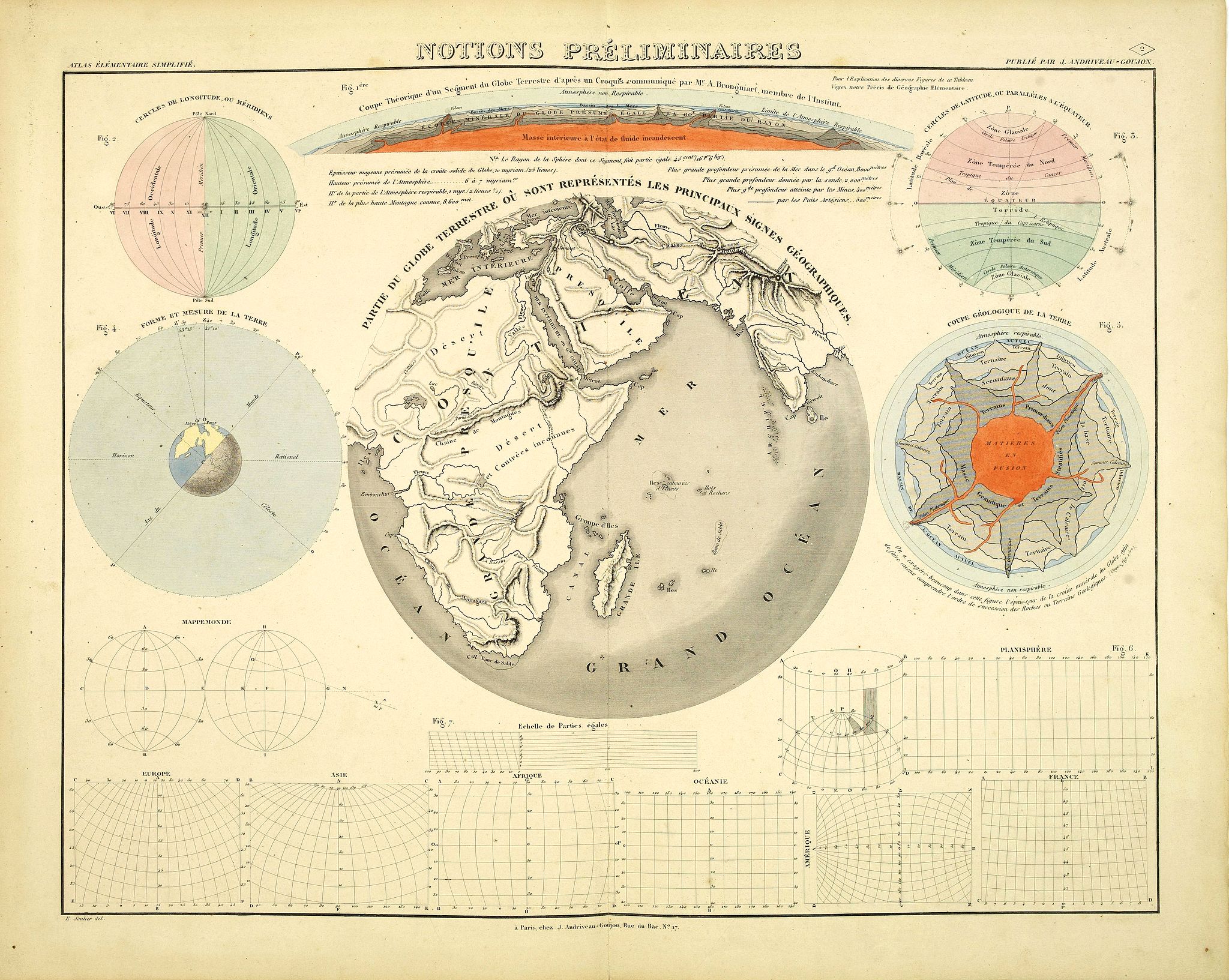 ANDRIVEAU-GOUJON, J., Notions preleminaires., antique map, old maps