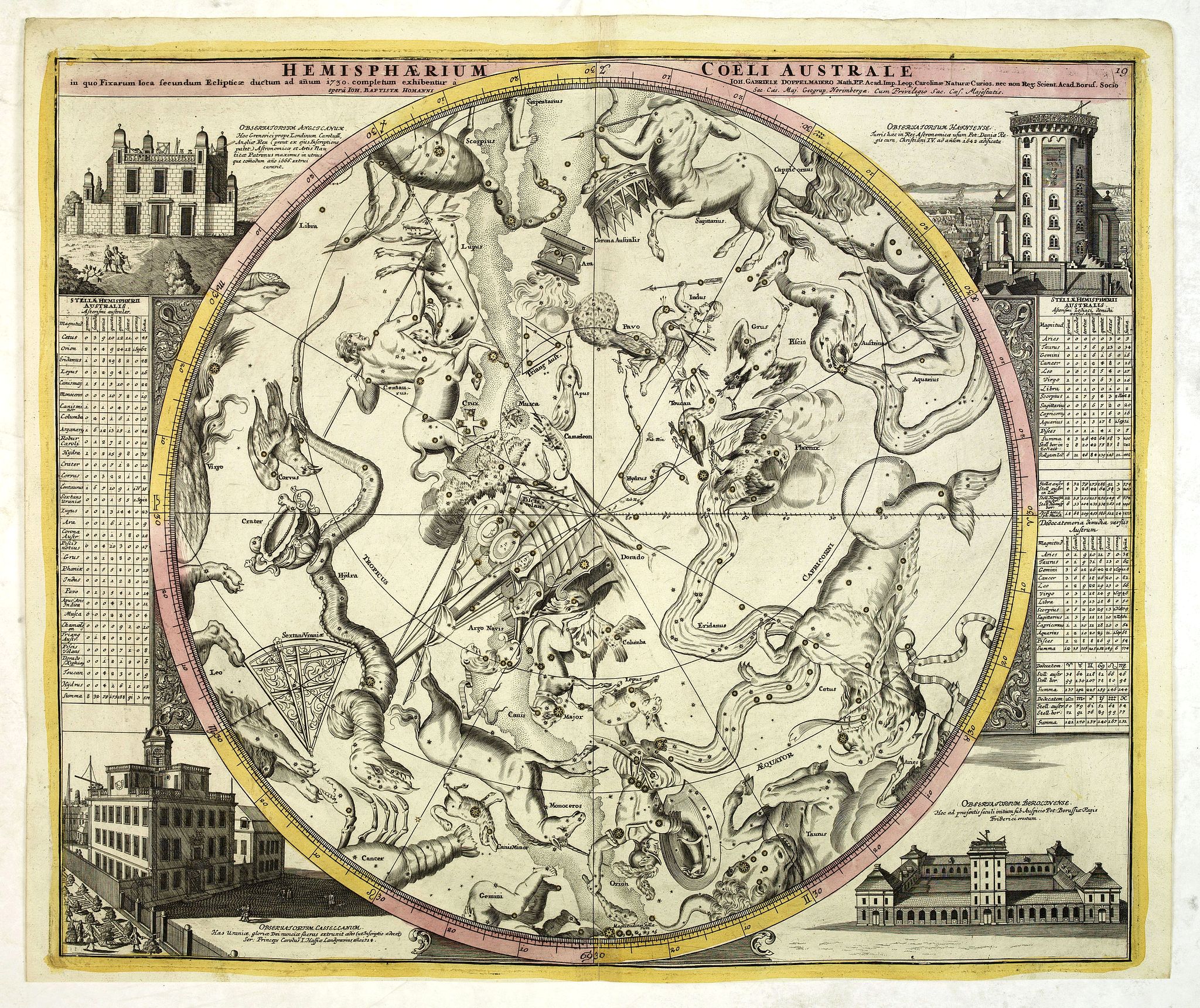 HOMANN, J.B., Hemisphaerium Coeli Australe. . ., antique map, old maps