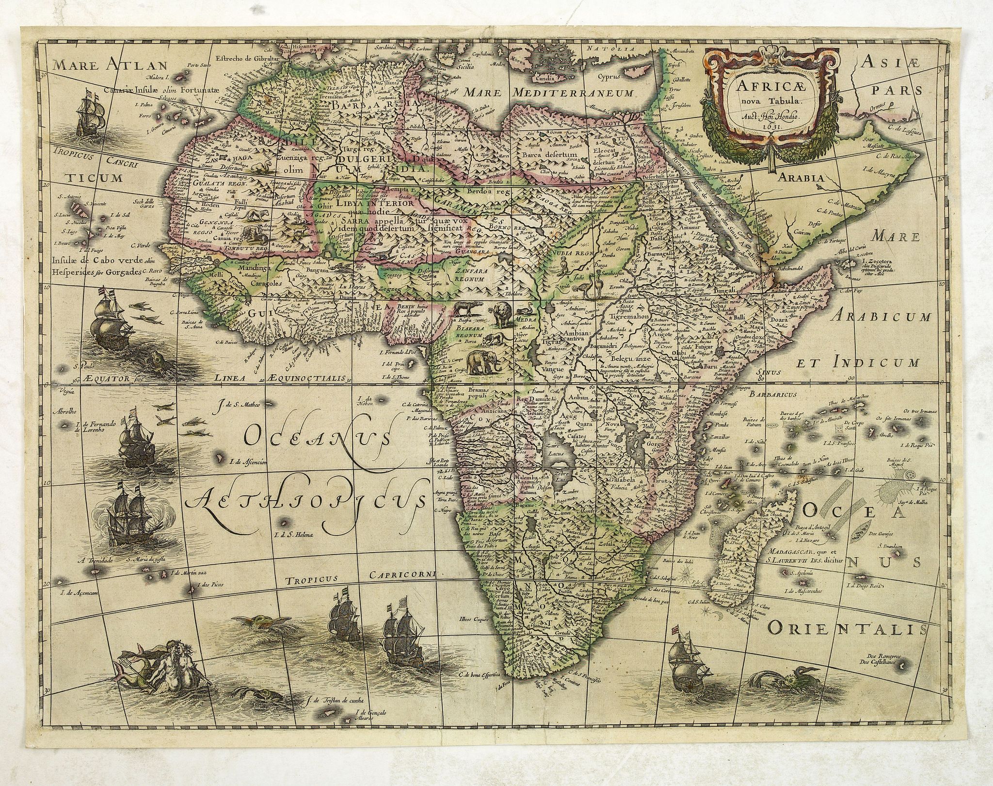 HONDIUS, H., Africae nova Tabula., antique map, old maps