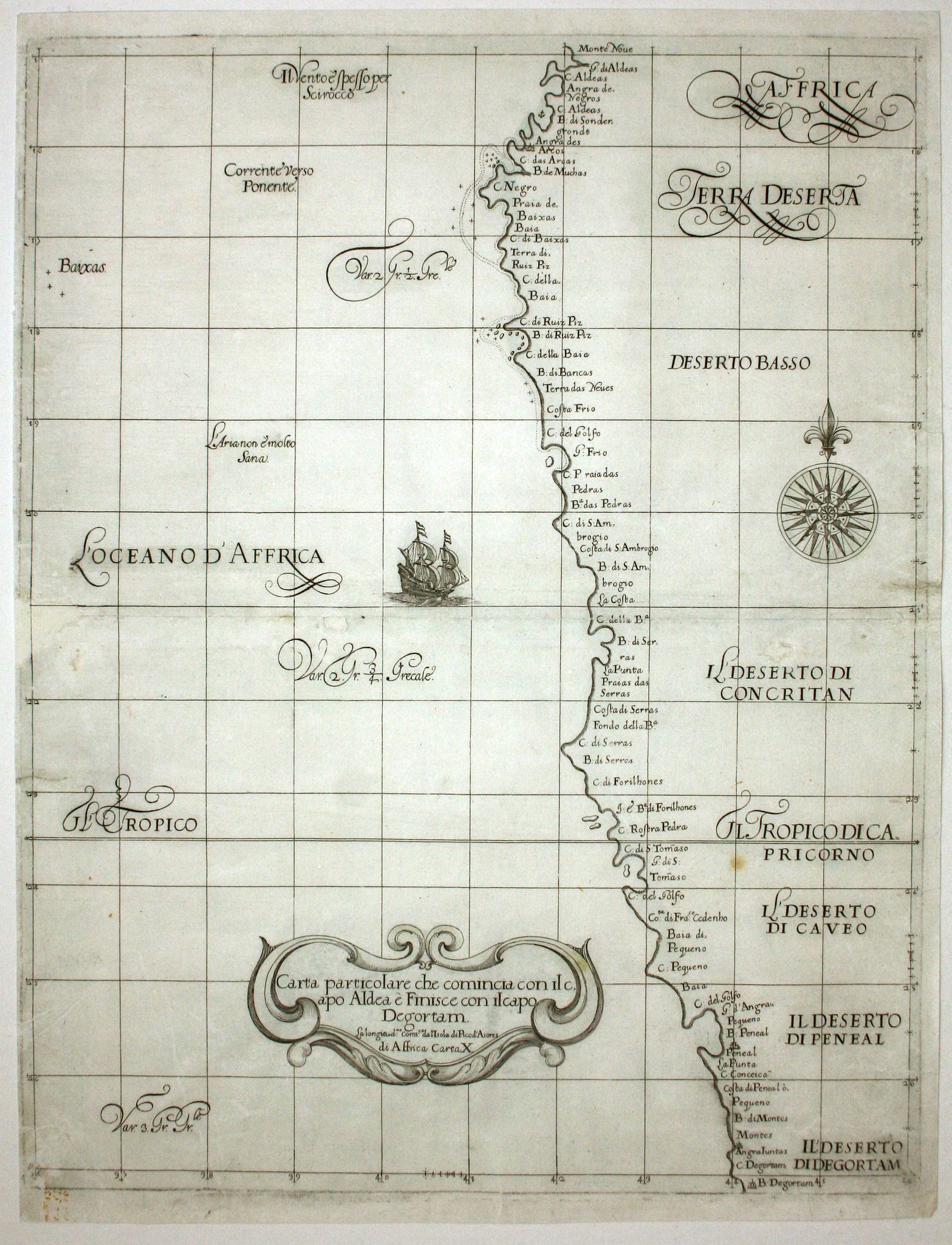 DUDLEY, R., Carta particolare che comincia con il c.apo Aldea e Finisce con il capo Degortam., antique map, old maps