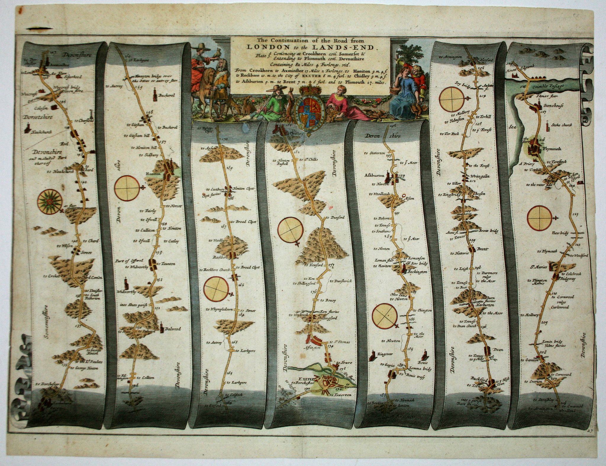 OGILBY, J., The Continuation of the Road from London to the Lands-end, antique map, old maps