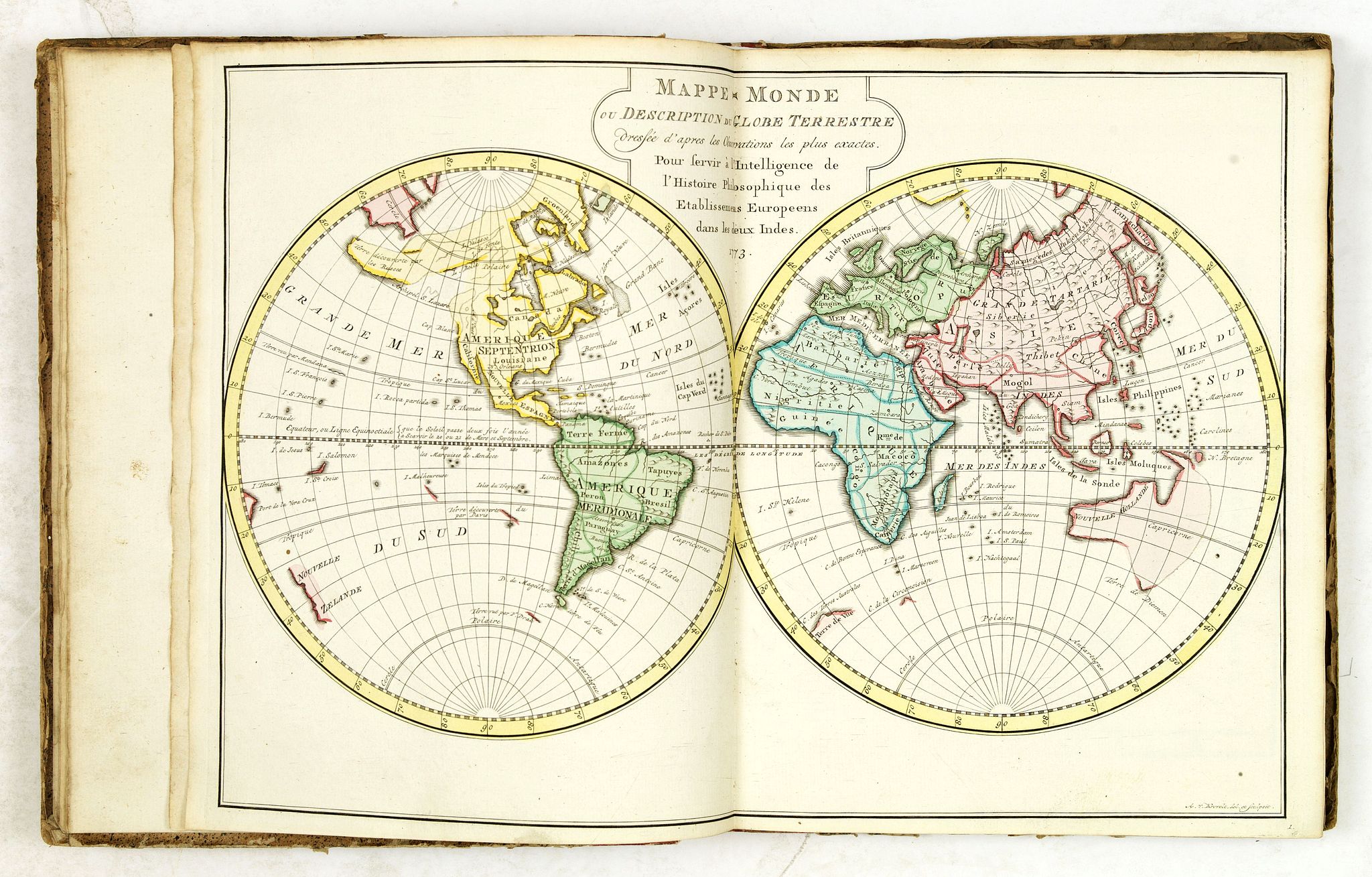 BELLIN, N.J., Atlas portatif pour servir à l'intelligence de l'histoire philosophique et politique des établissements et du commerce des Européens dans les Deux Indes., antique map, old maps