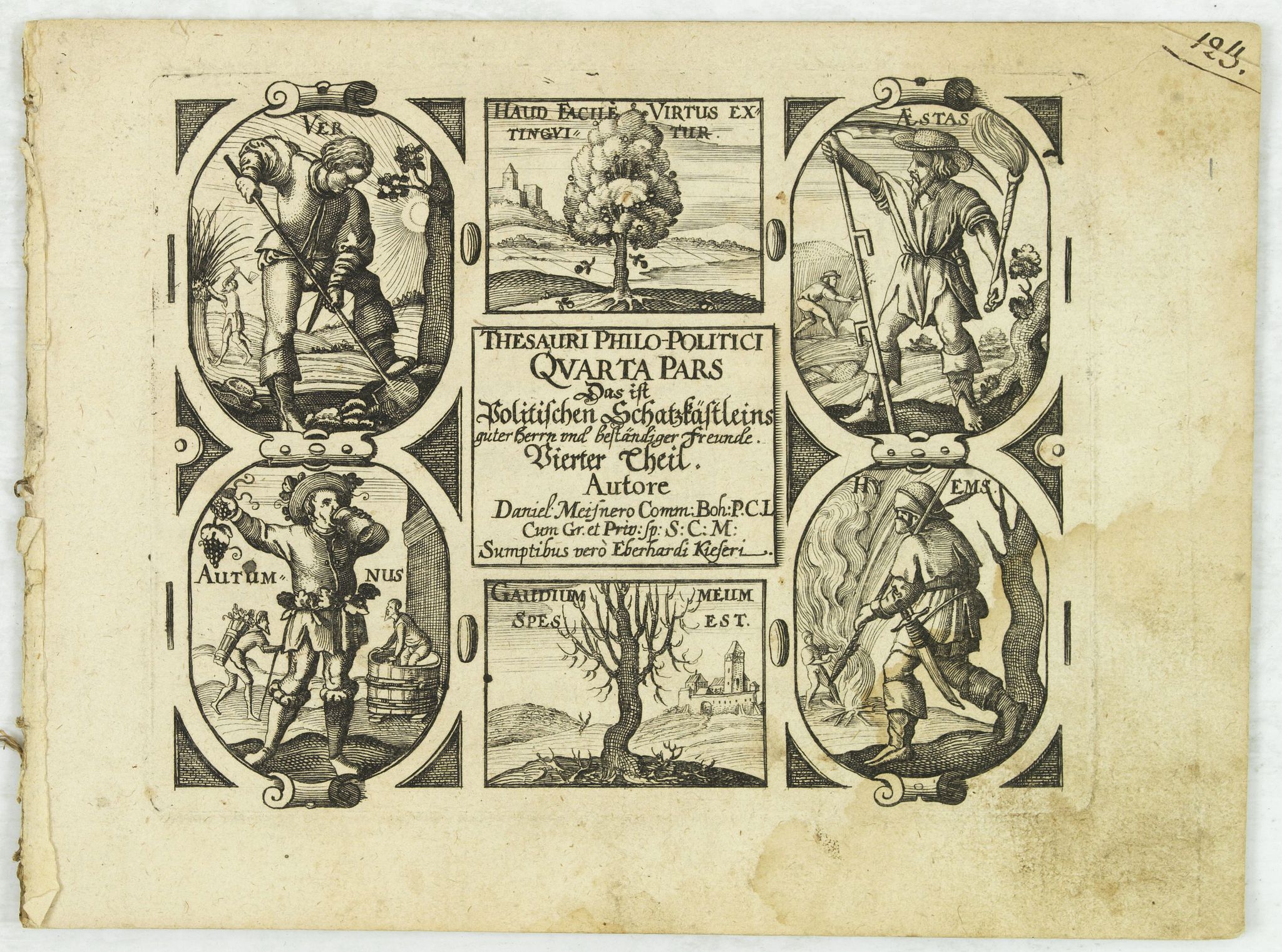 MEISNER, D., Thesauri Philo-Politici Quarta pars Das ist Politischen Schatzkästleins. . ., antique map, old maps