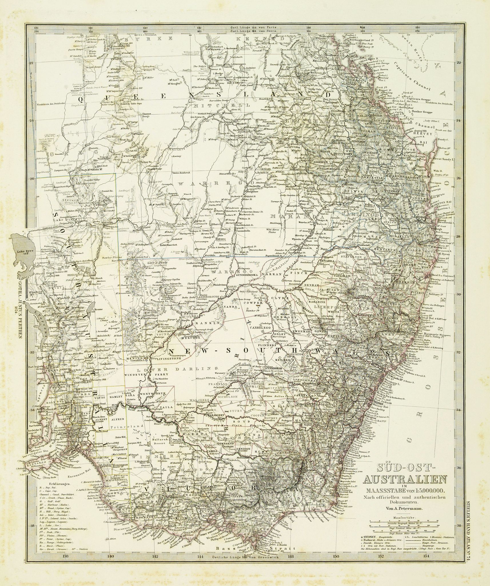PETERMANN / STIELER, Süd-Ost-Australien. . ., antique map, old maps