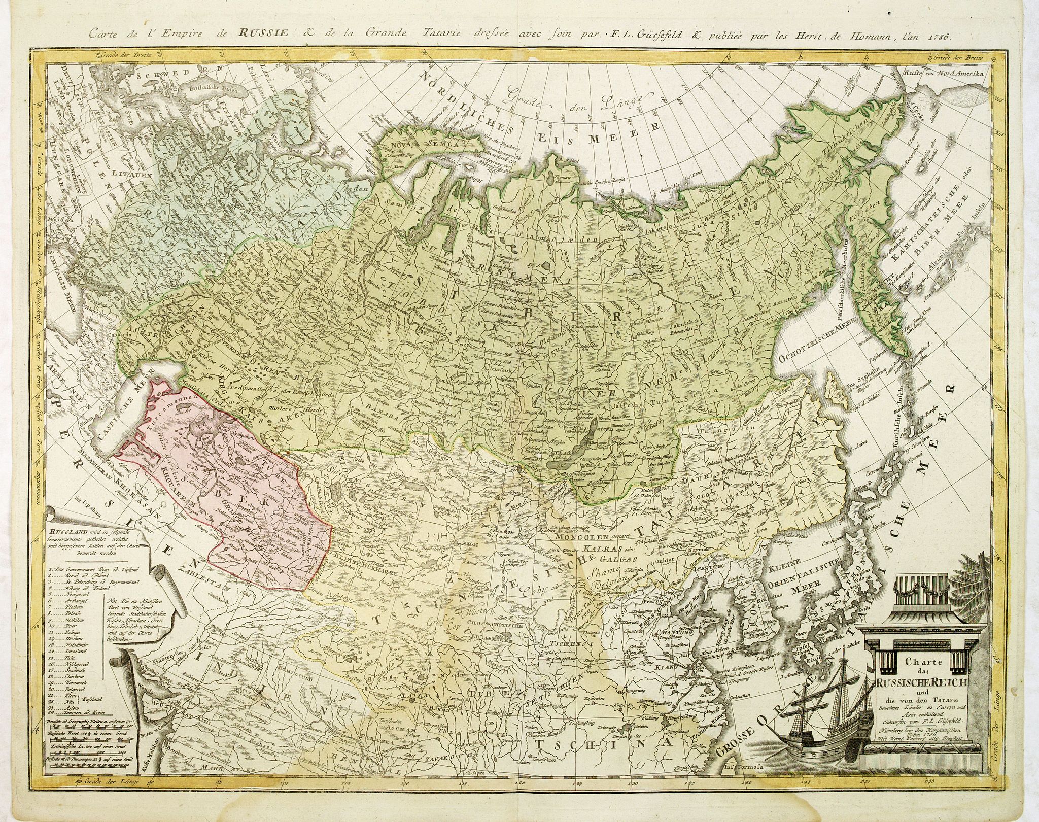 HOMANN HEIRS., Charte das Russische Reich und die von den Tatarn. . ., antique map, old maps