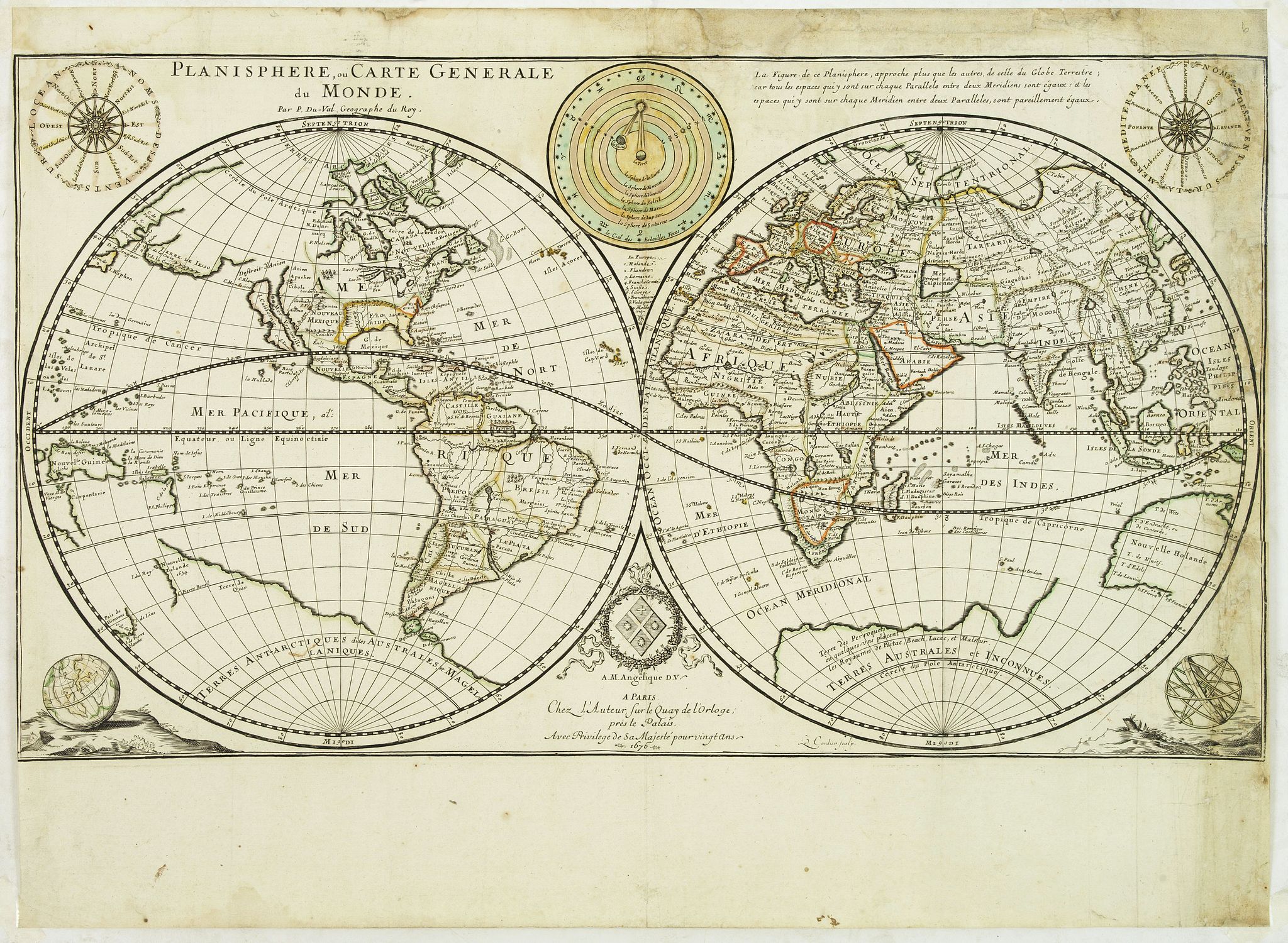 DUVAL, P., Planisphere, ou Carte Generale du Monde., antique map, old maps