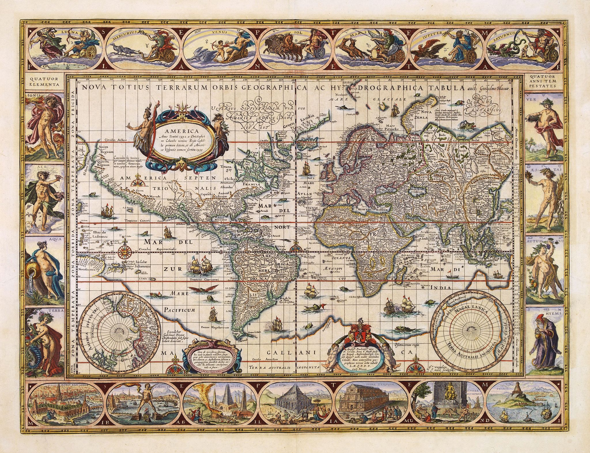 BLAEU, W., Nova totius terrarum orbis geographica ac. . ., antique map, old maps