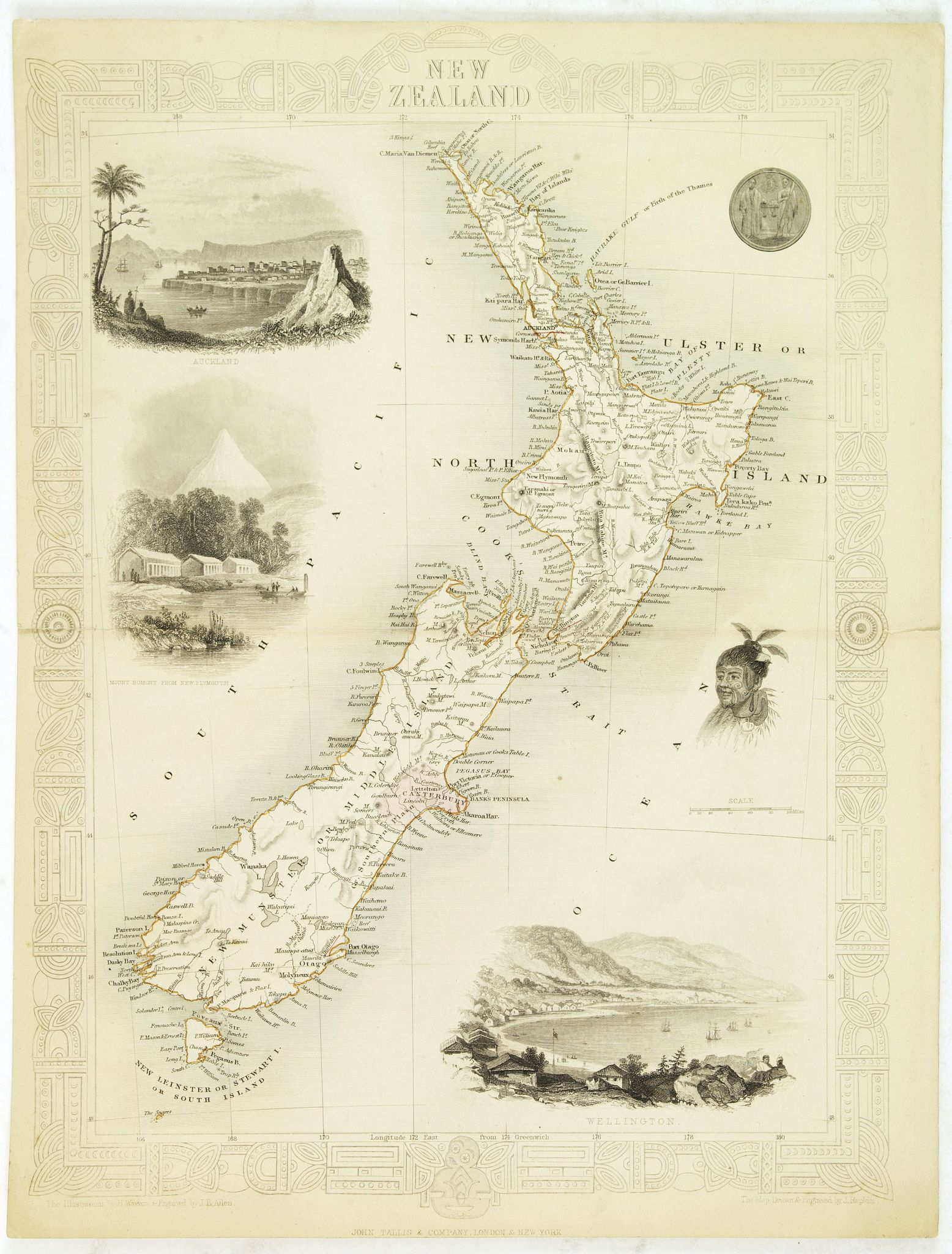 TALLIS, J., New Zealand., antique map, old maps