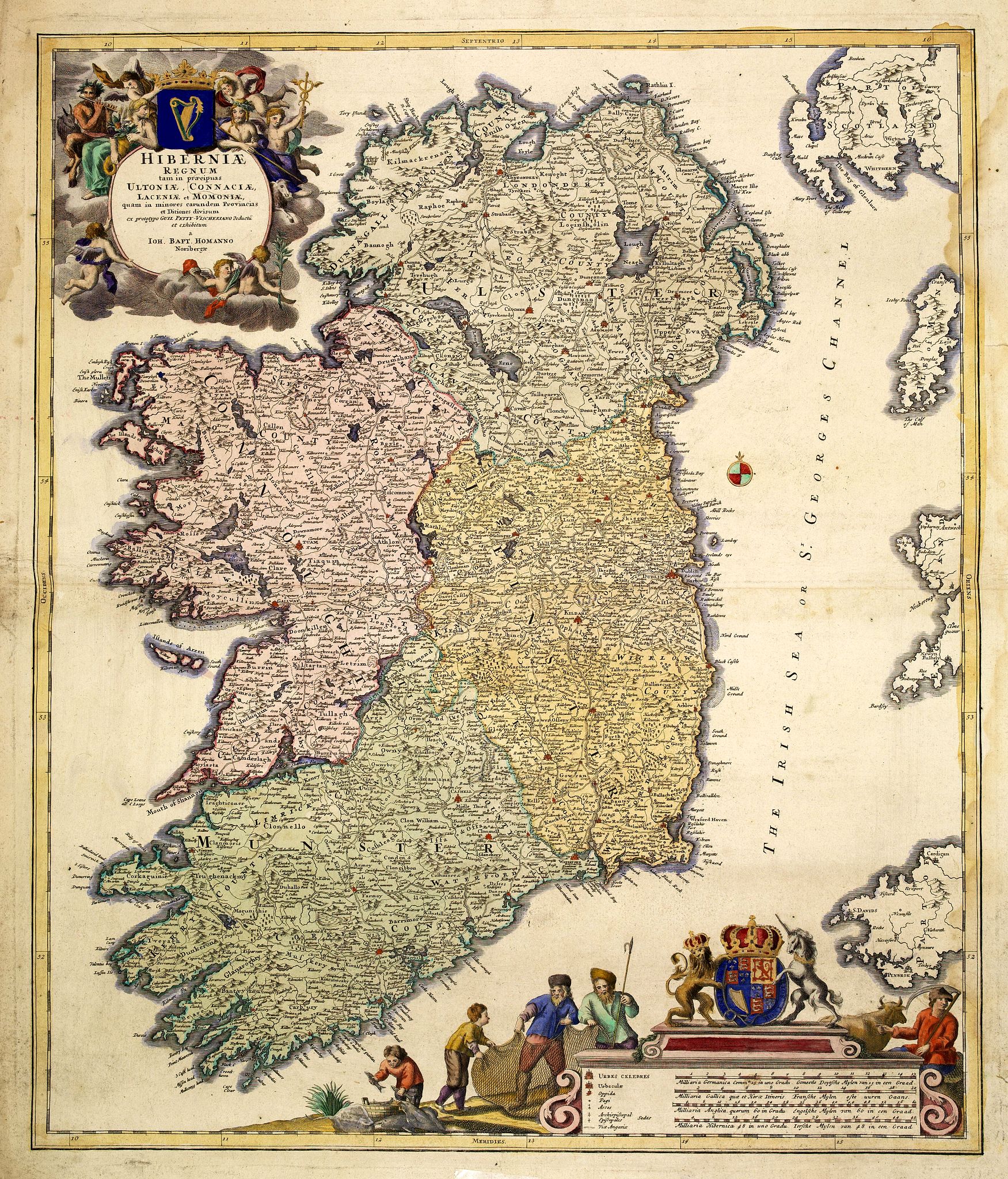 HOMANN, J.B., Hiberniae regnum. . ., antique map, old maps