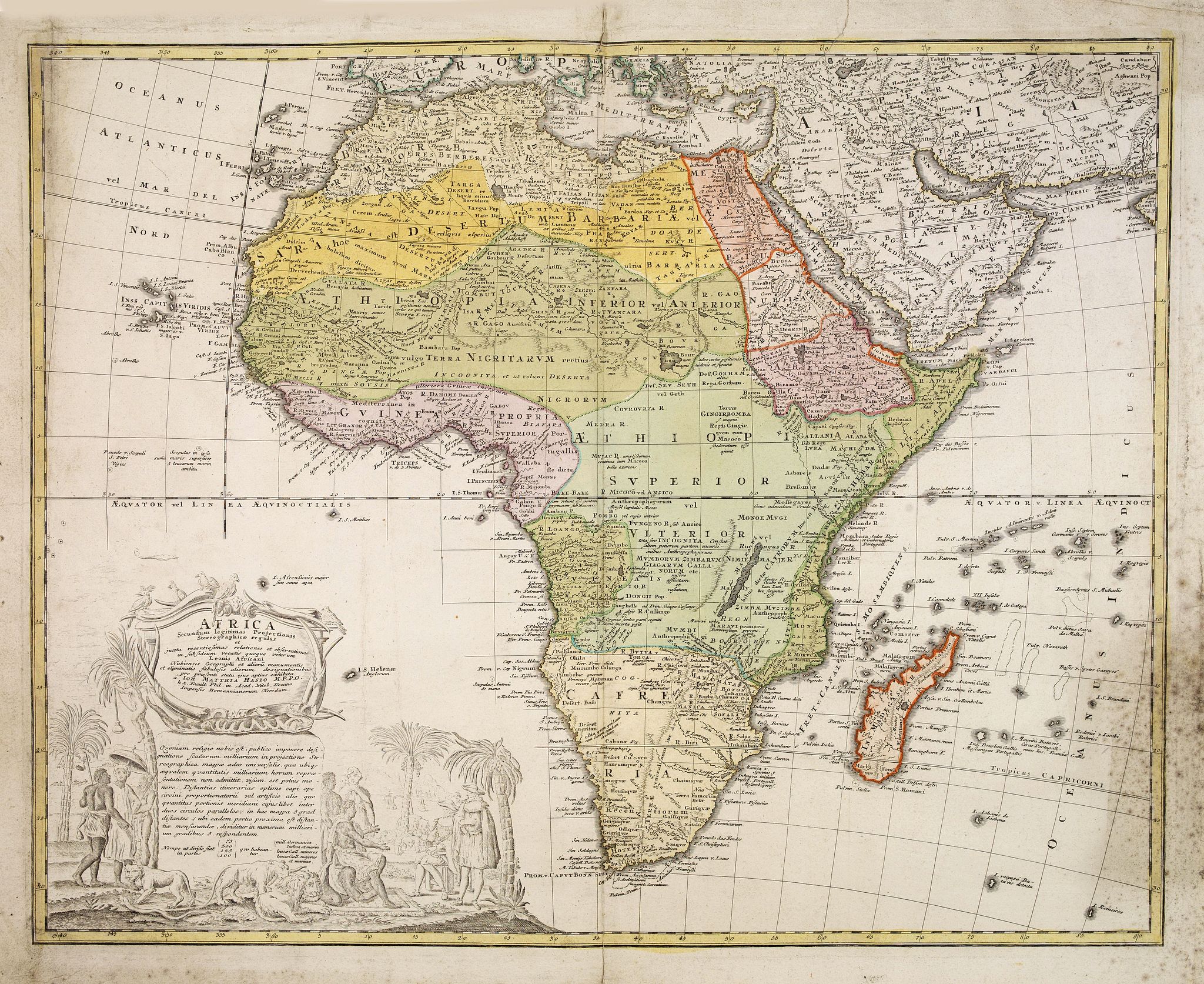 HOMANN HEIRS. / HAAS, J.M., Africa Secundum legitimas Projectionis Stereographicae regul.., antique map, old maps