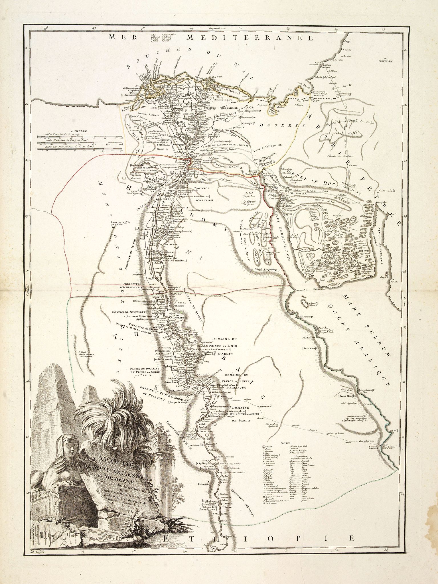 VAUGONDY, R. de, Carte de L'Egypte Ancienne et Moderne. . ., antique map, old maps