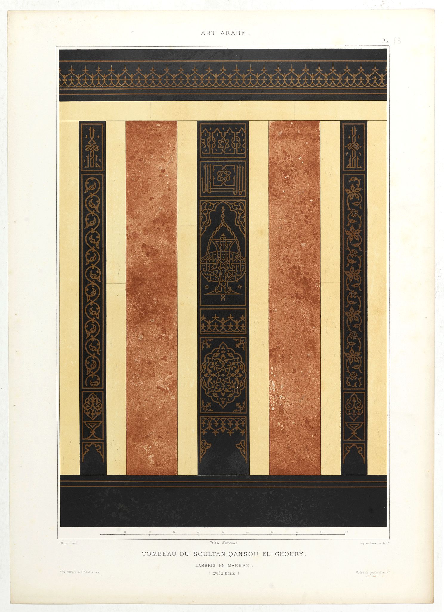 PRISSE D'AVENNES, E., Art arabe. - Tombeau du soultan qansou el-Ghoury., antique map, old maps