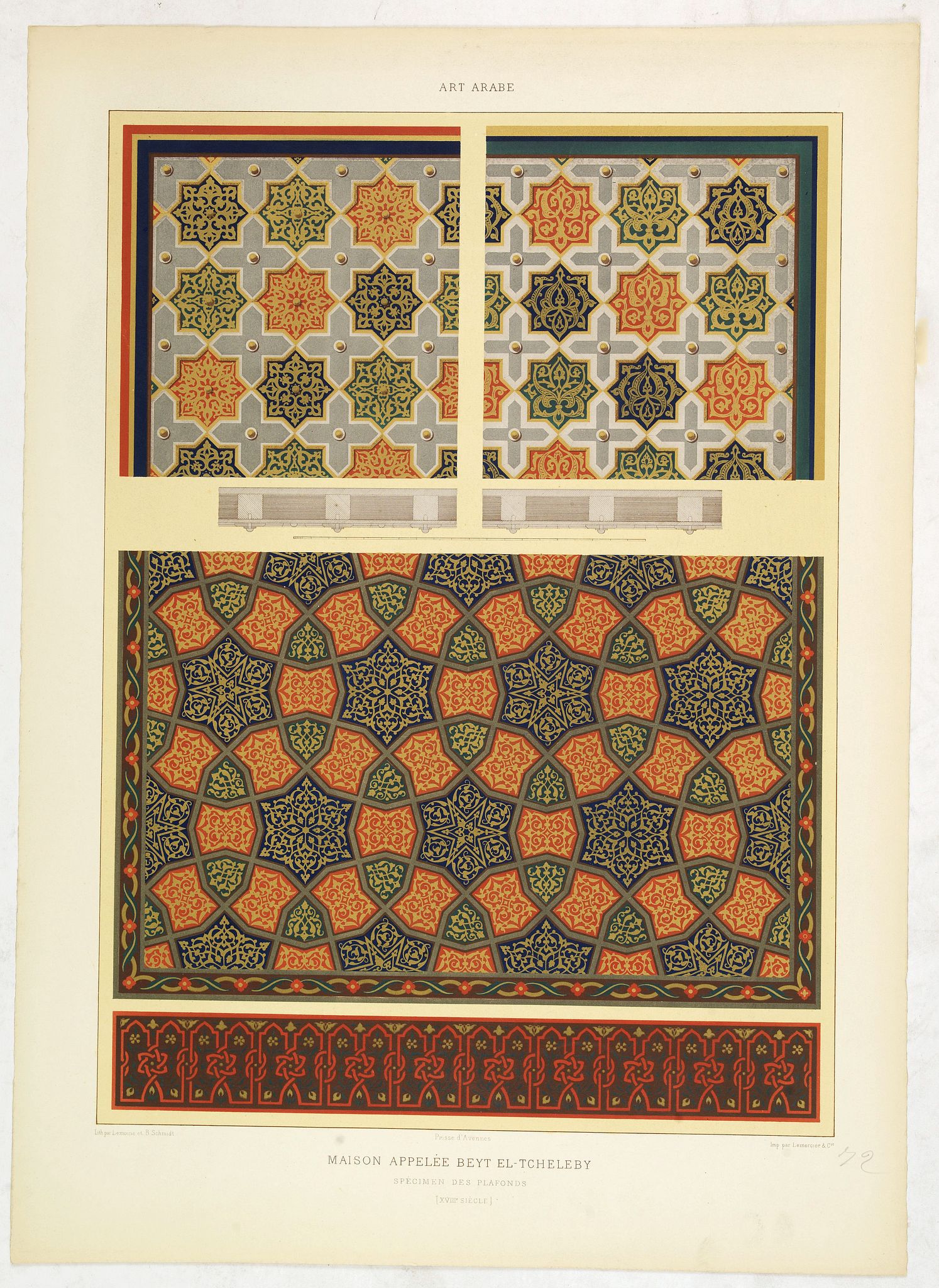 PRISSE D'AVENNES, E., Art arabe. - Maison appelée beyt el-Tcheleby., antique map, old maps