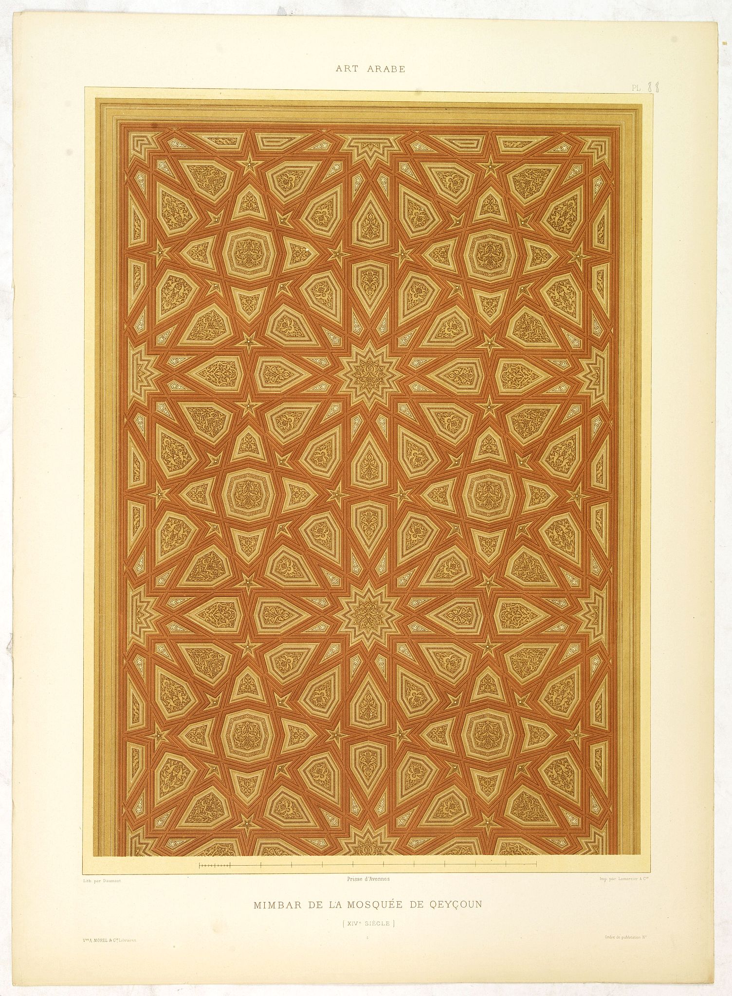 PRISSE D'AVENNES, E., Art arabe. - Mimbar de la mosquée de Qeyçoun. . ., antique map, old maps
