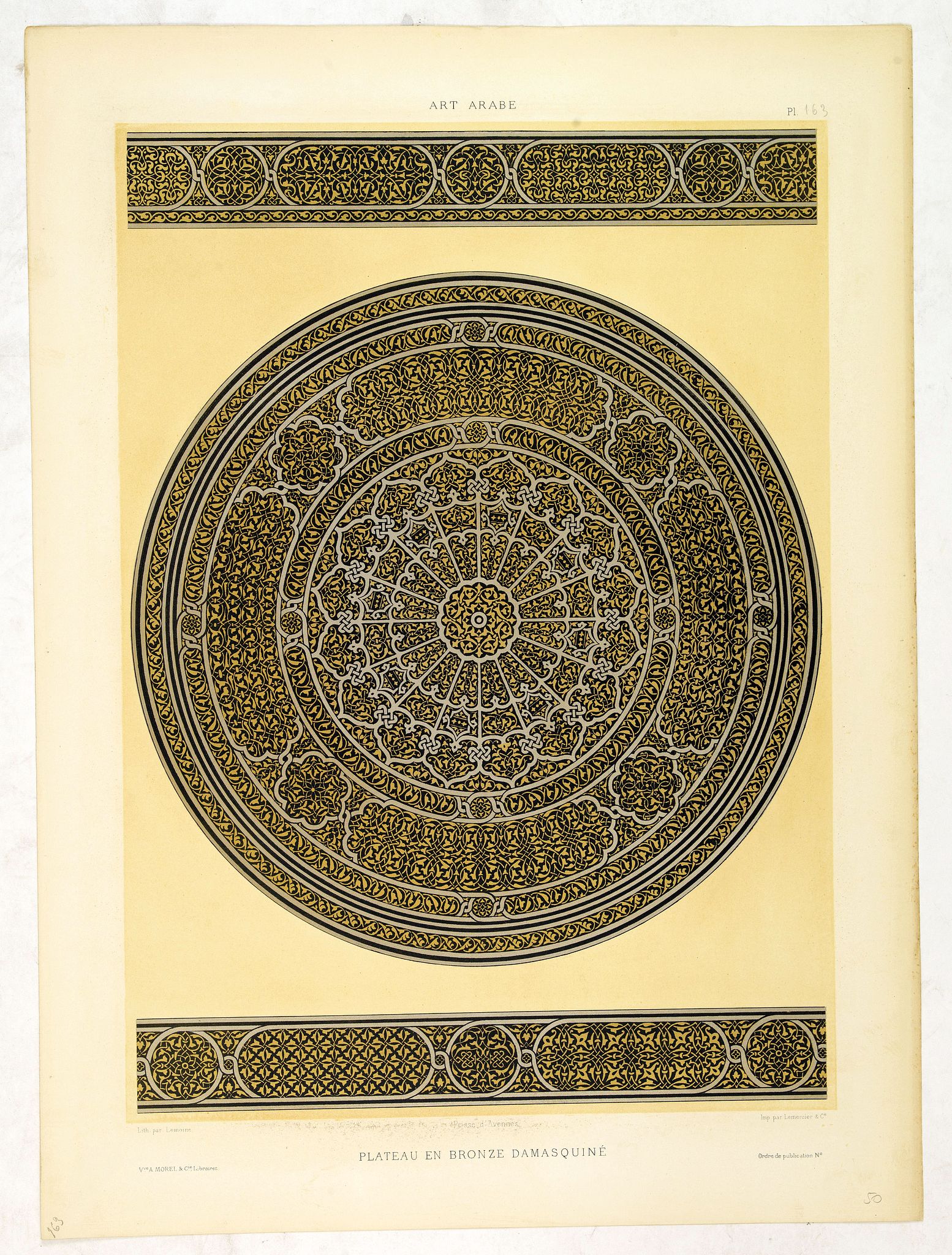 PRISSE D'AVENNES, E., Art arabe. - Plateau en bronze damasquiné. . ., antique map, old maps