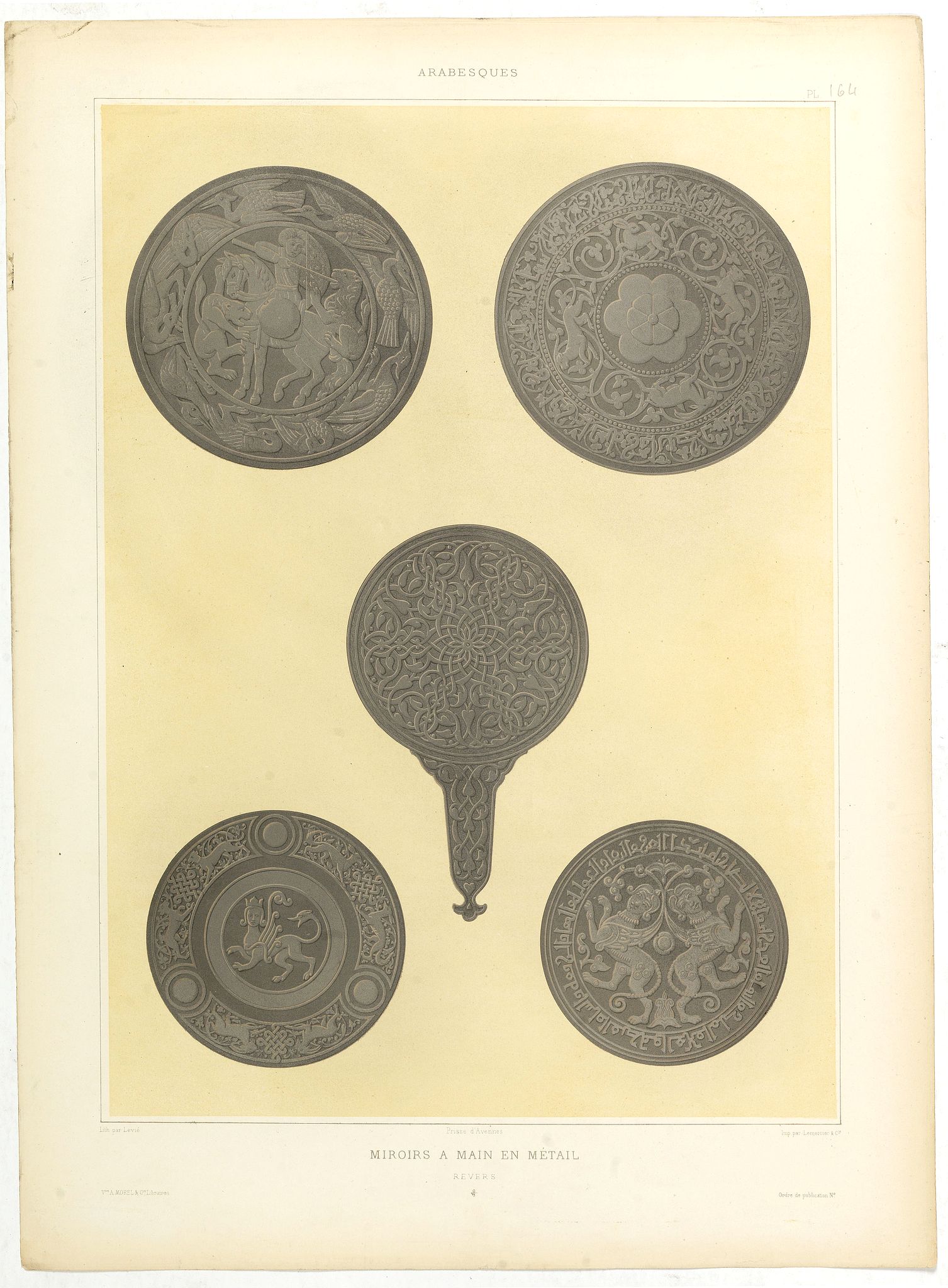 PRISSE D'AVENNES, E., Arabesques. - Miroirs a main en métail. . ., antique map, old maps