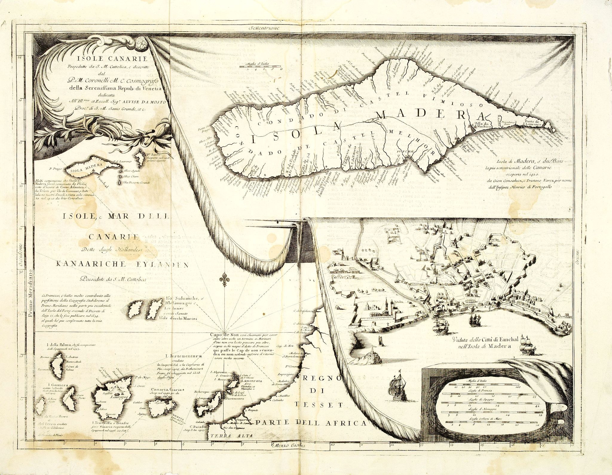 CORONELLI, V.M., Isole Canarie. . ., antique map, old maps