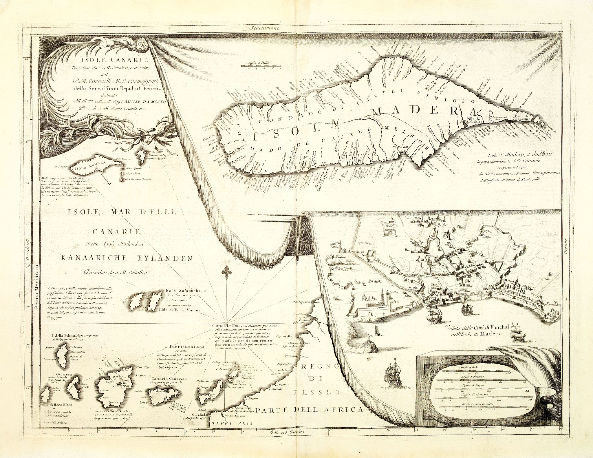 CORONELLI, V.M., Isole Canarie. . ., antique map, old maps