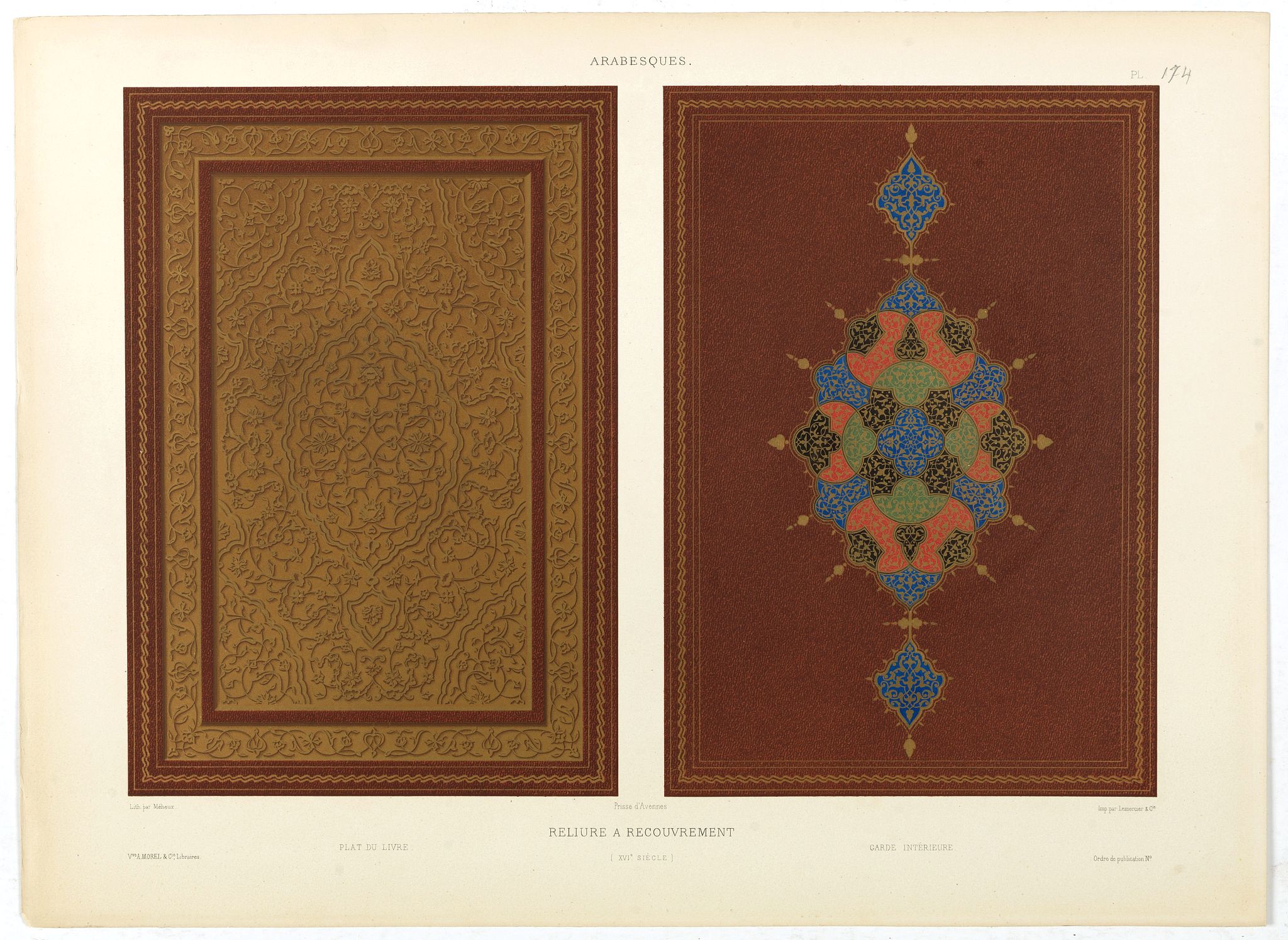 PRISSE D'AVENNES, E., Arabesques. - Reliure a recouvrement., antique map, old maps