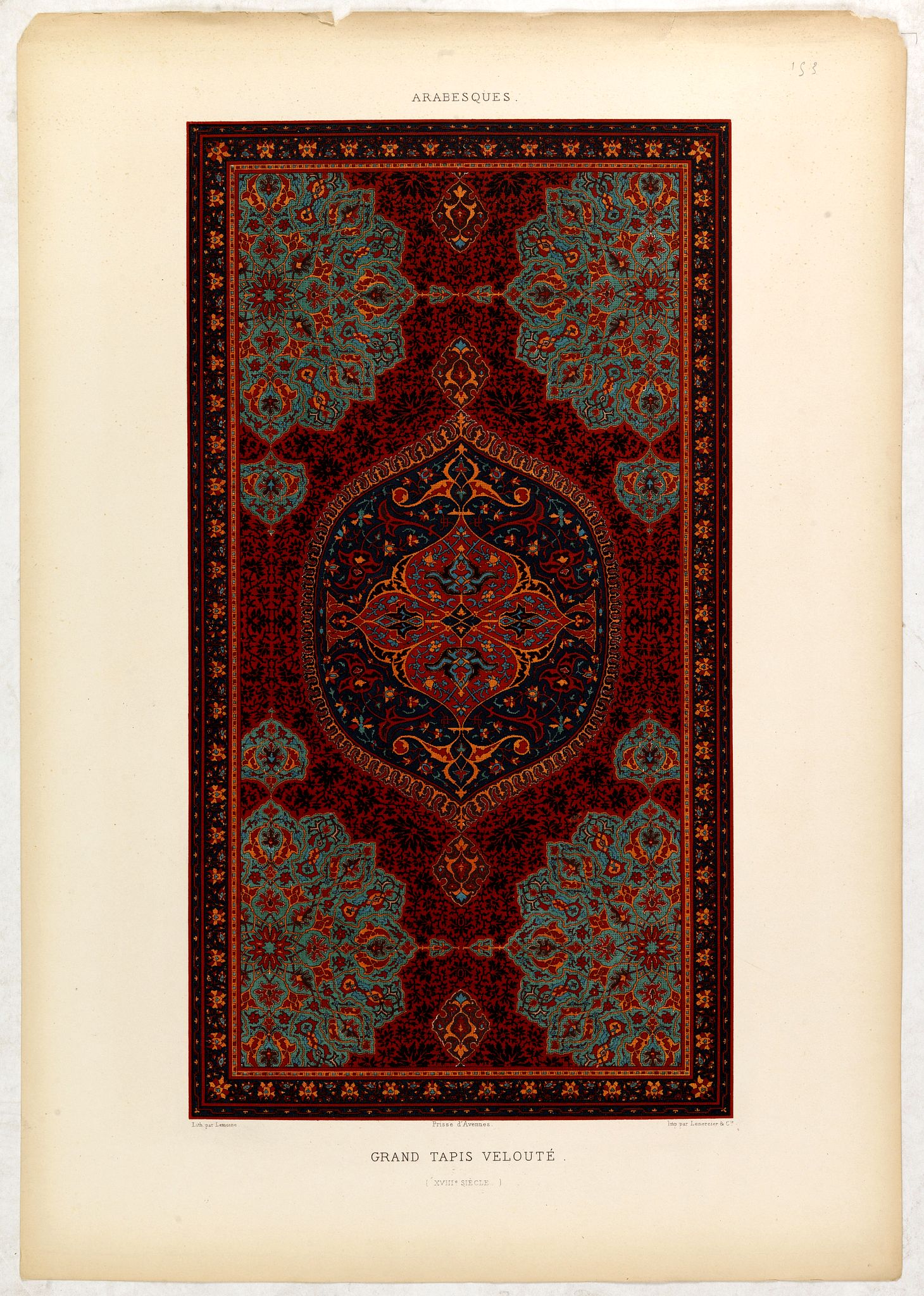 PRISSE D'AVENNES, E., Arabesques. - Grand tapis velouté., antique map, old maps