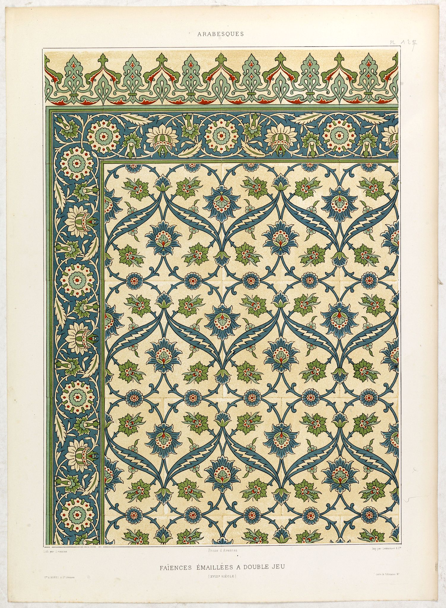 PRISSE D'AVENNES, E., Arabesques. - Faïences émaillées à double jeu, antique map, old maps