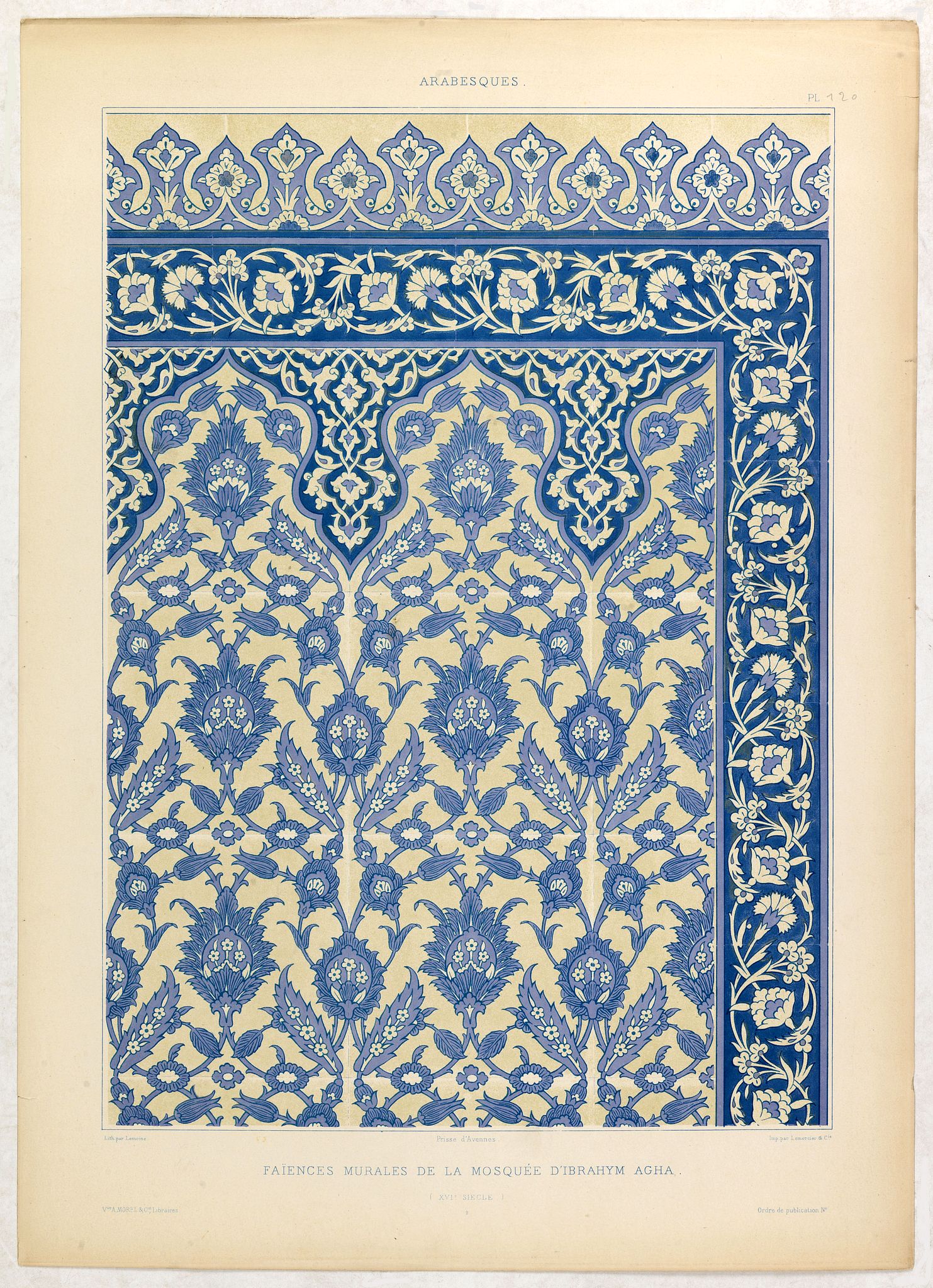 PRISSE D'AVENNES, E., Arabesques. - Faïences murales de la Mosquée d'Ibrahym Agha., antique map, old maps