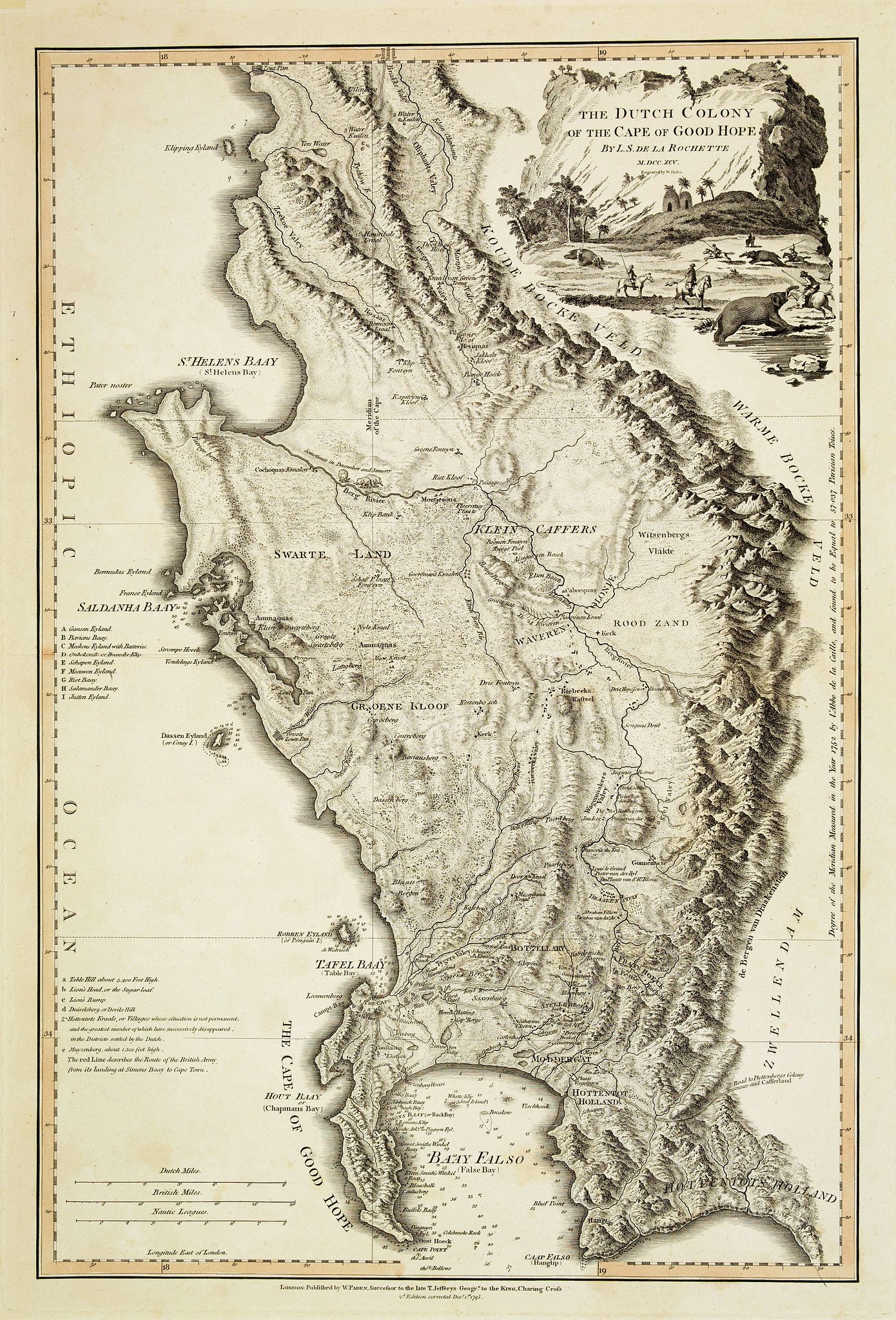 FADEN, W., The Dutch colony of the Cape of Good Hope / by L.S. De La Rochette., antique map, old maps