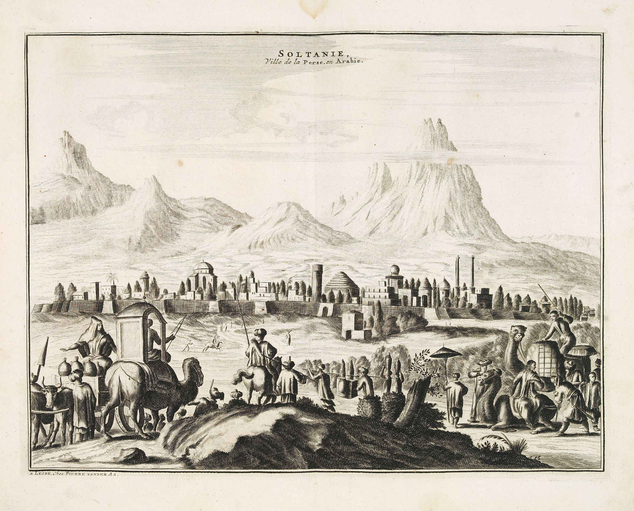 VAN DER AA, P. / OLEARIUS, A., Soltanie Ville de la Perse en Arabie., antique map, old maps