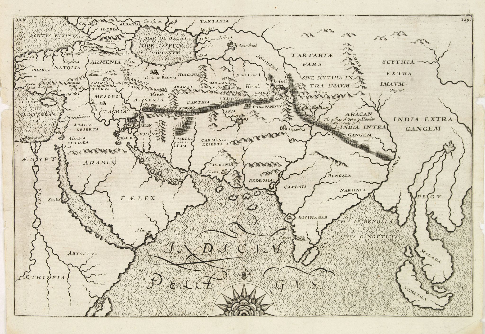 HOLE, W., (Map of East Asia, centered on India)., antique map, old maps
