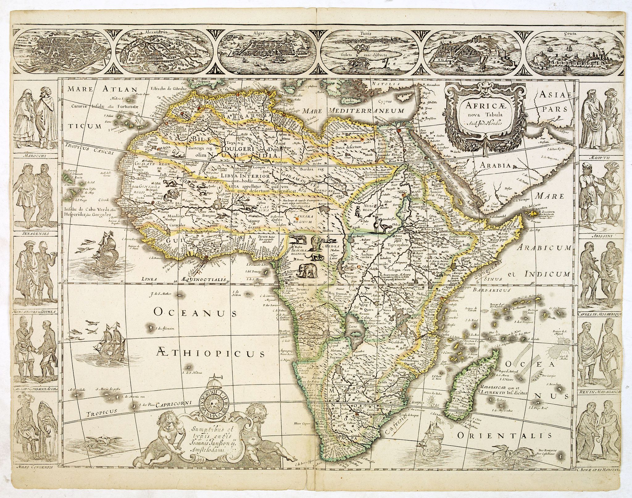 HONDIUS, H. / JANSSONIUS, J., Africae nova Tabula., antique map, old maps