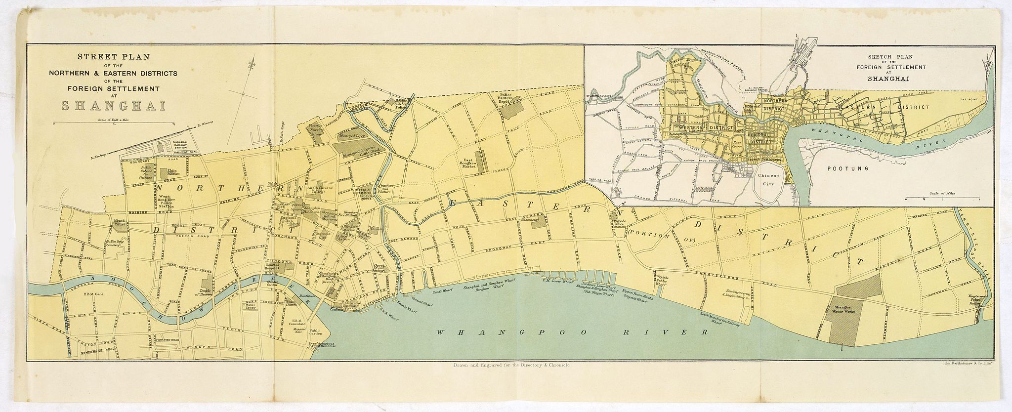 BARTHOLOMEW, J., Street Plan of the Northern & Eastern Districts of the Foreign Settlement at Shanghai., antique map, old maps