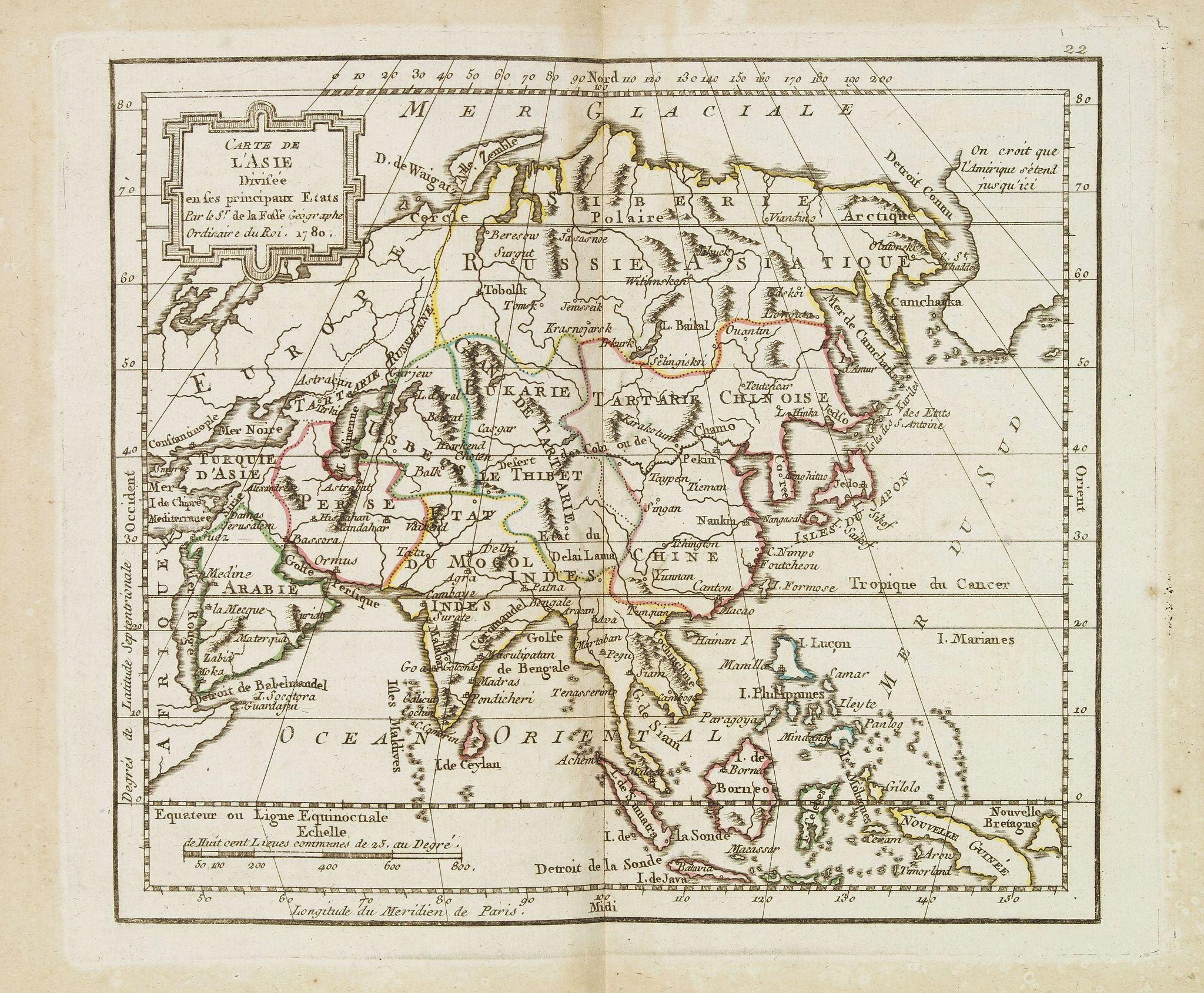 MONDHARE, L.J. / NOLIN, J.B., Carte de l'Asie. . ., antique map, old maps