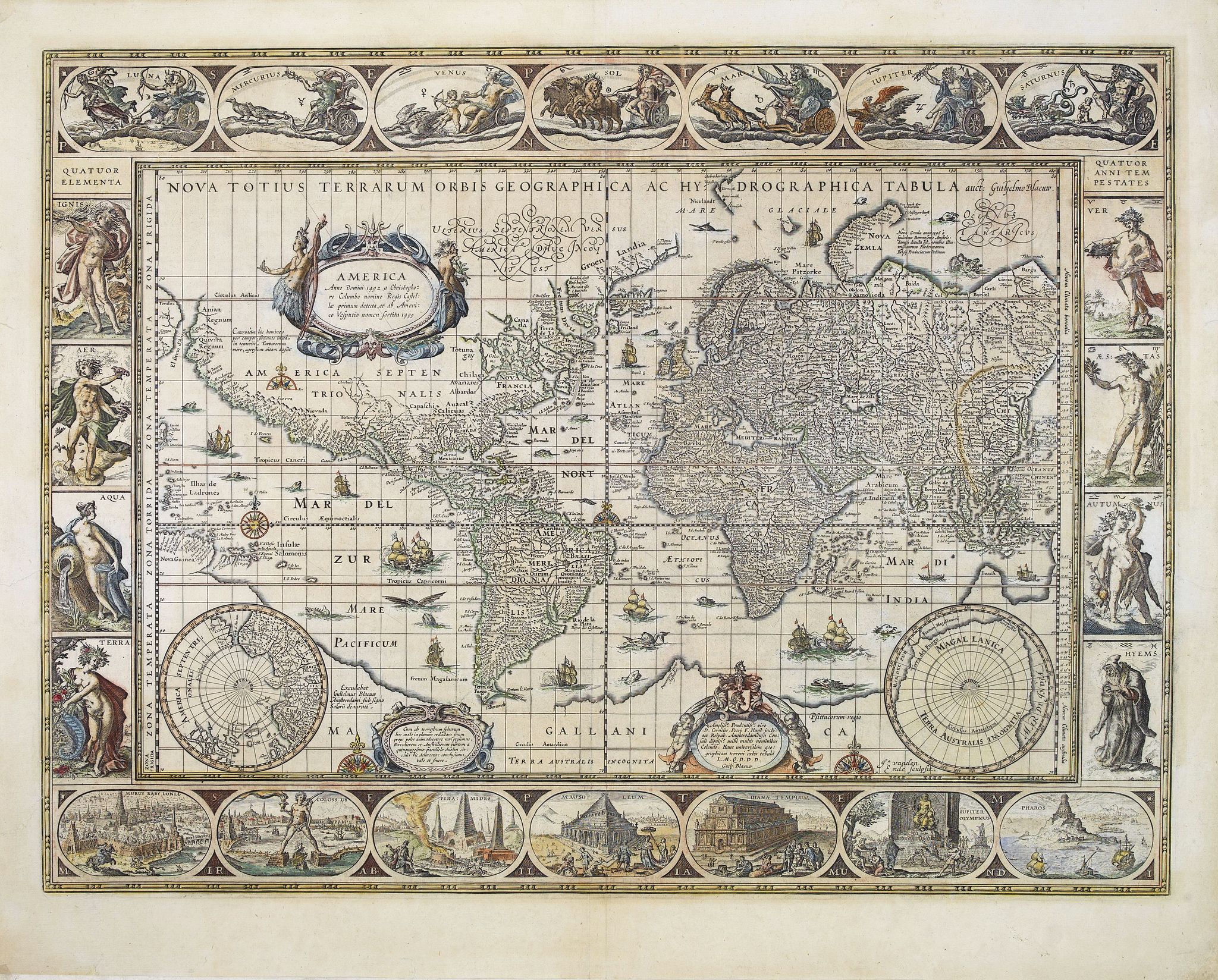 KAERIUS, P., Nova Totius Terrarum Orbis Geographica . . ., antique map, old maps