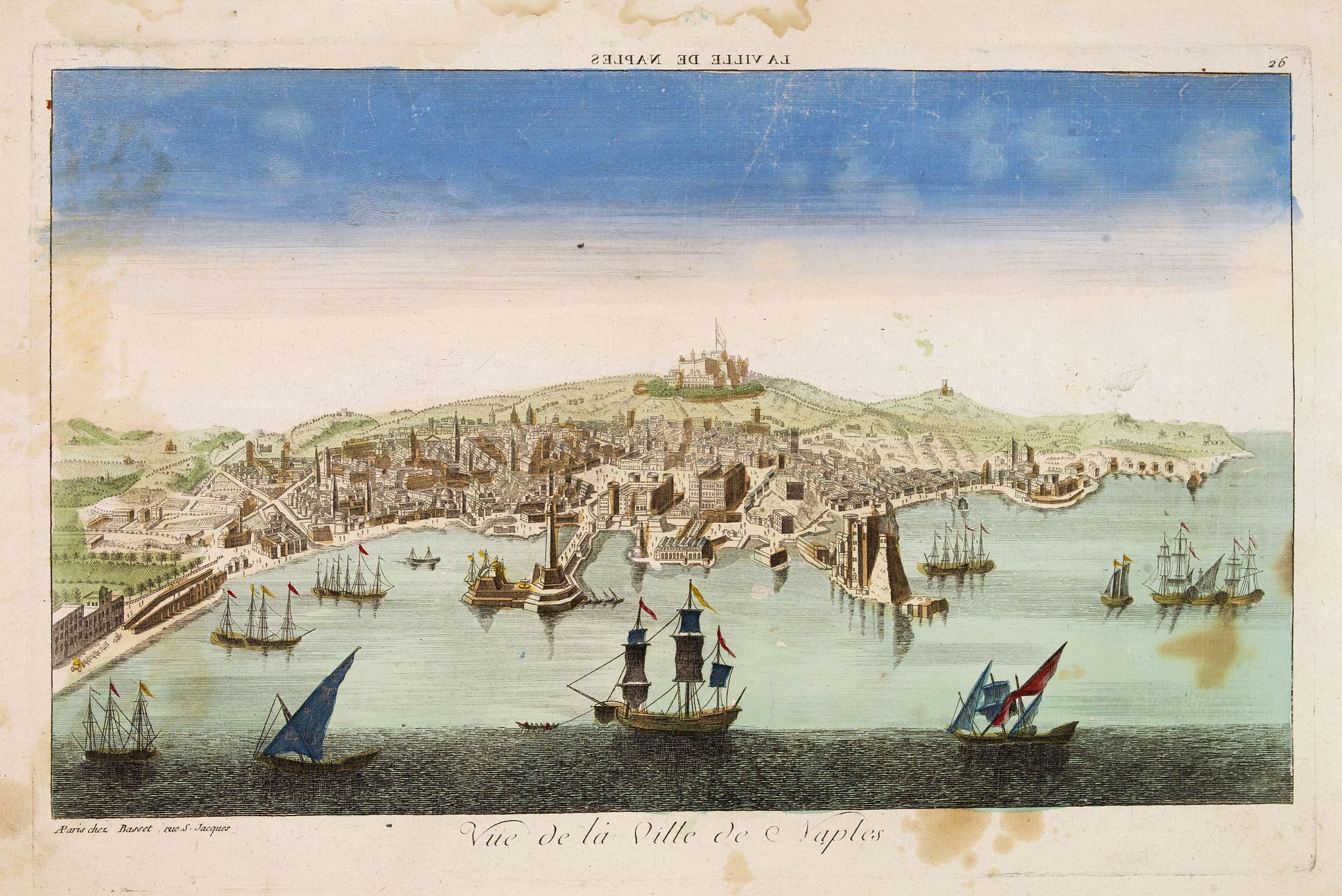 BASSET,  Vue de la ville de Naples. . ., antique map, old maps