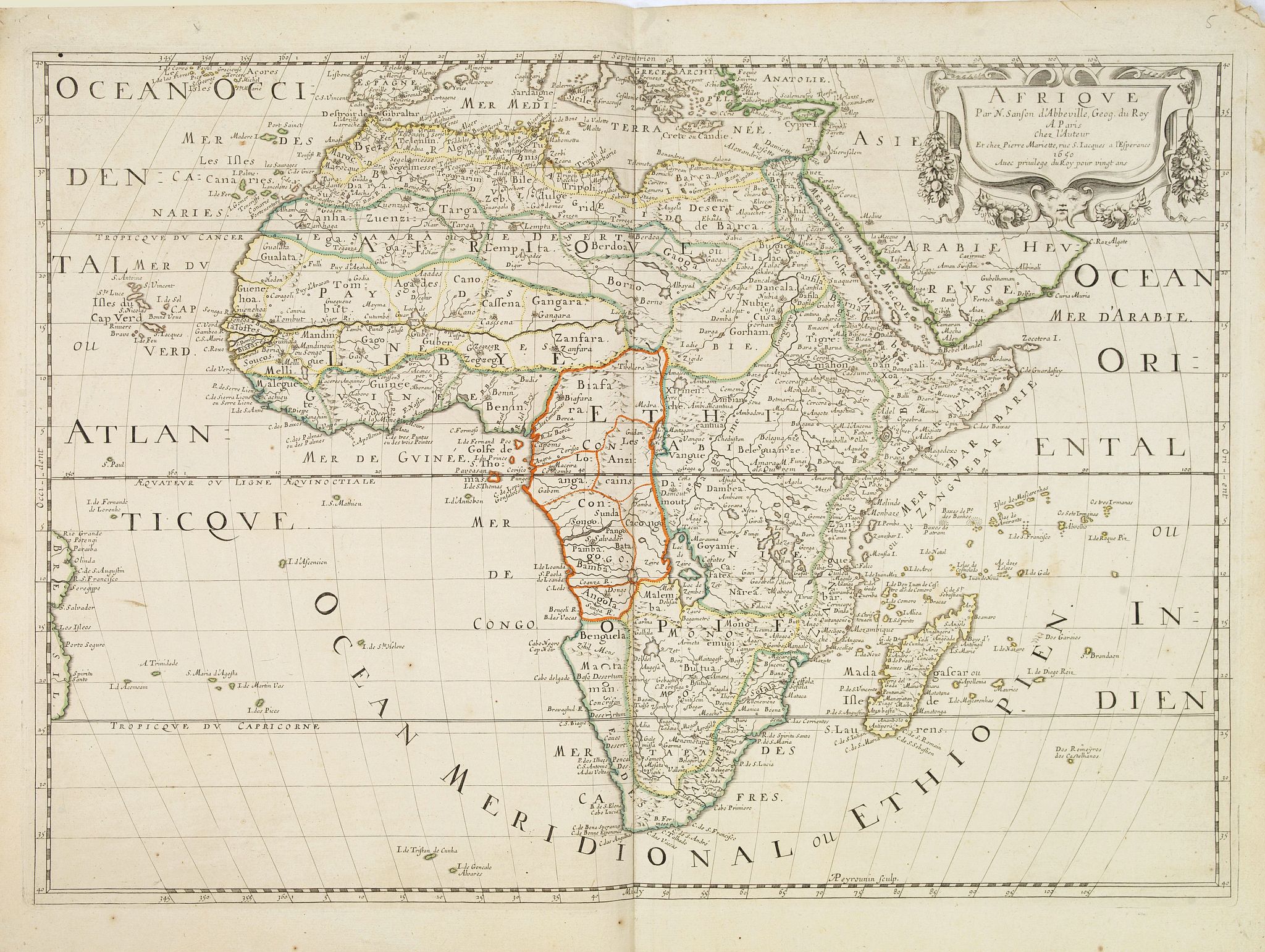 SANSON, N./ MARIETTE, P., Afrique Par N. Sanson d'Abbevile,, antique map, old maps